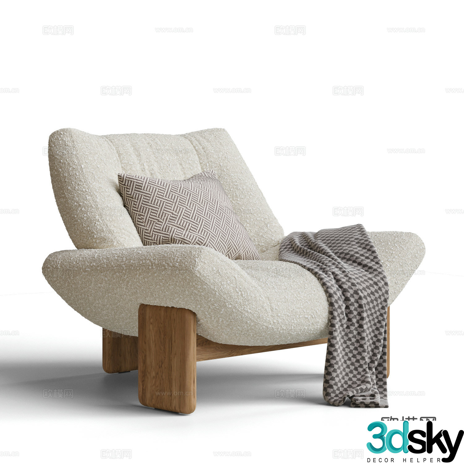 Modern cream style leisure chair Sofa chair Single sofa EMMI casual sofa Lamb ferment 3d model