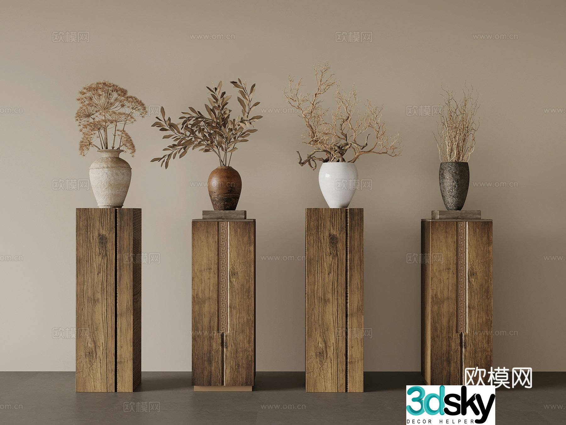 Jijifeng vase potted ornaments dead branches flower art 3D model