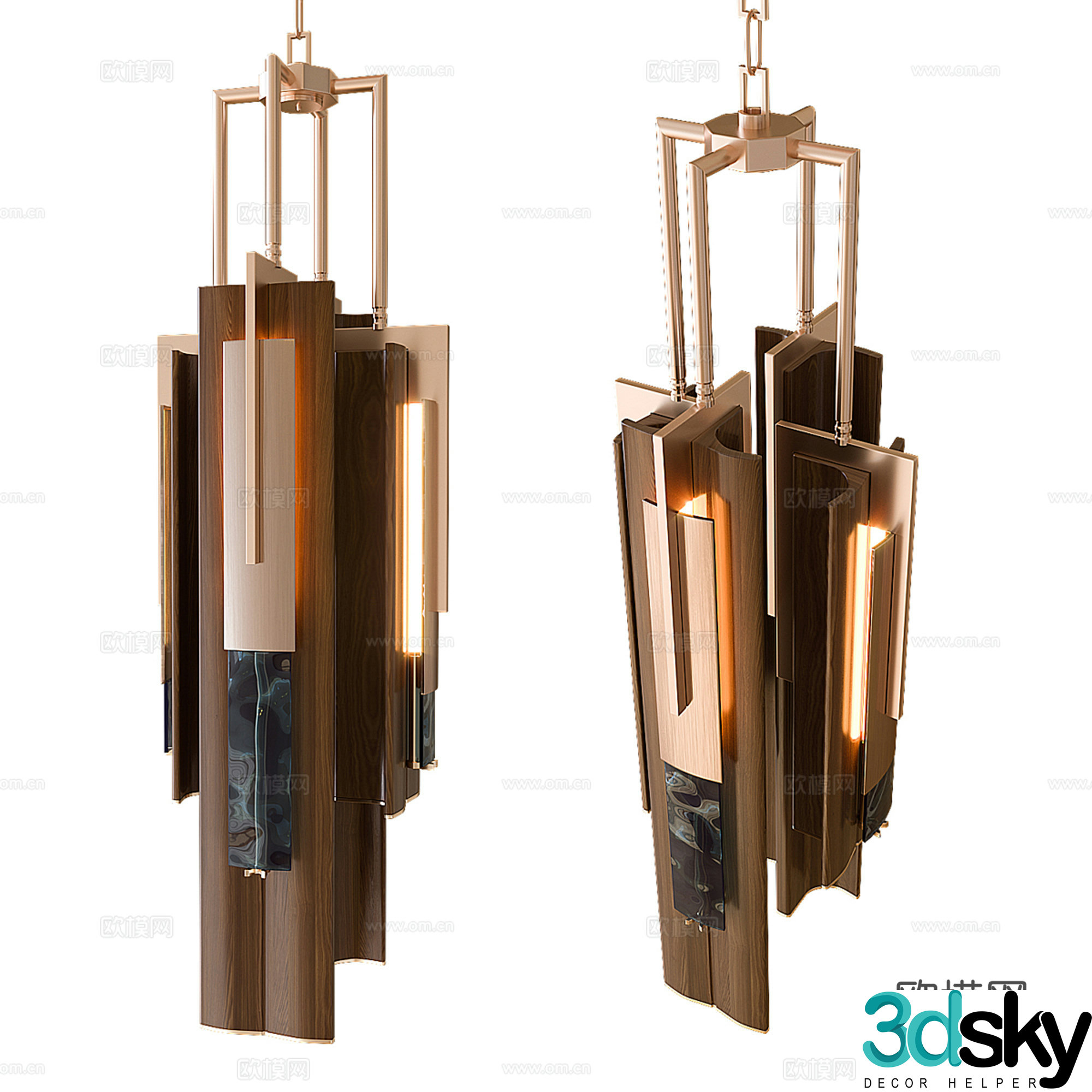 Modern light luxury chandeliers 3D model