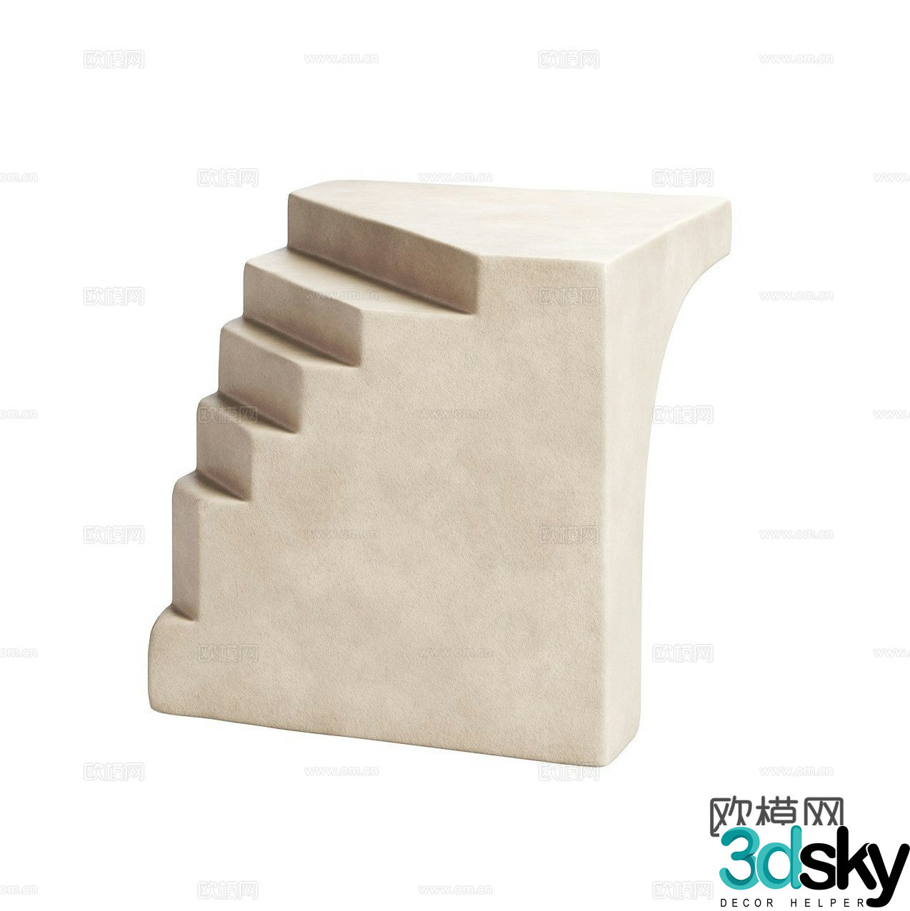 Modern cream style gypsum sculpture ornament 3d model