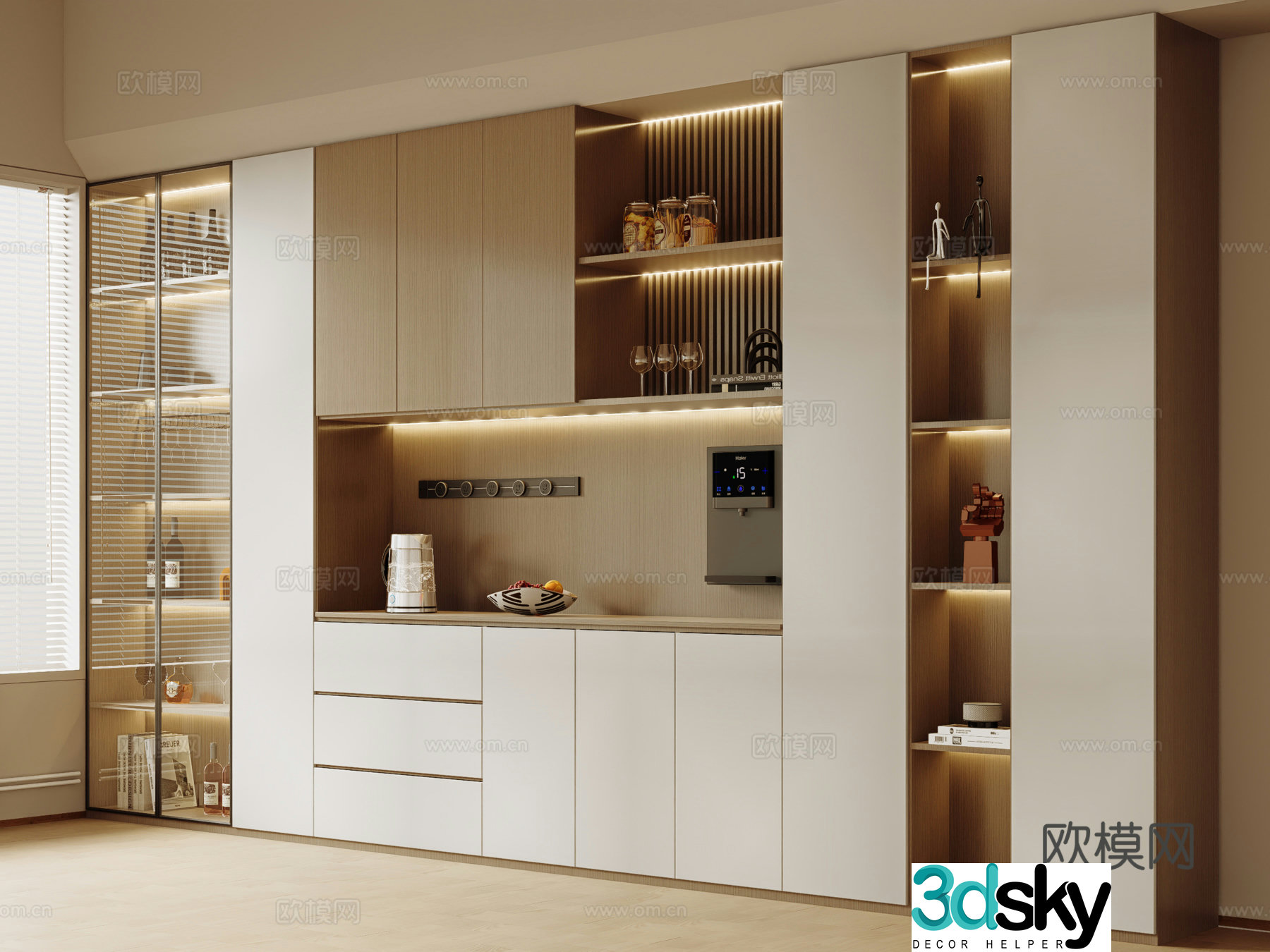 Modern sideboard wine cabinet sideboard sideboard ornament 3D model