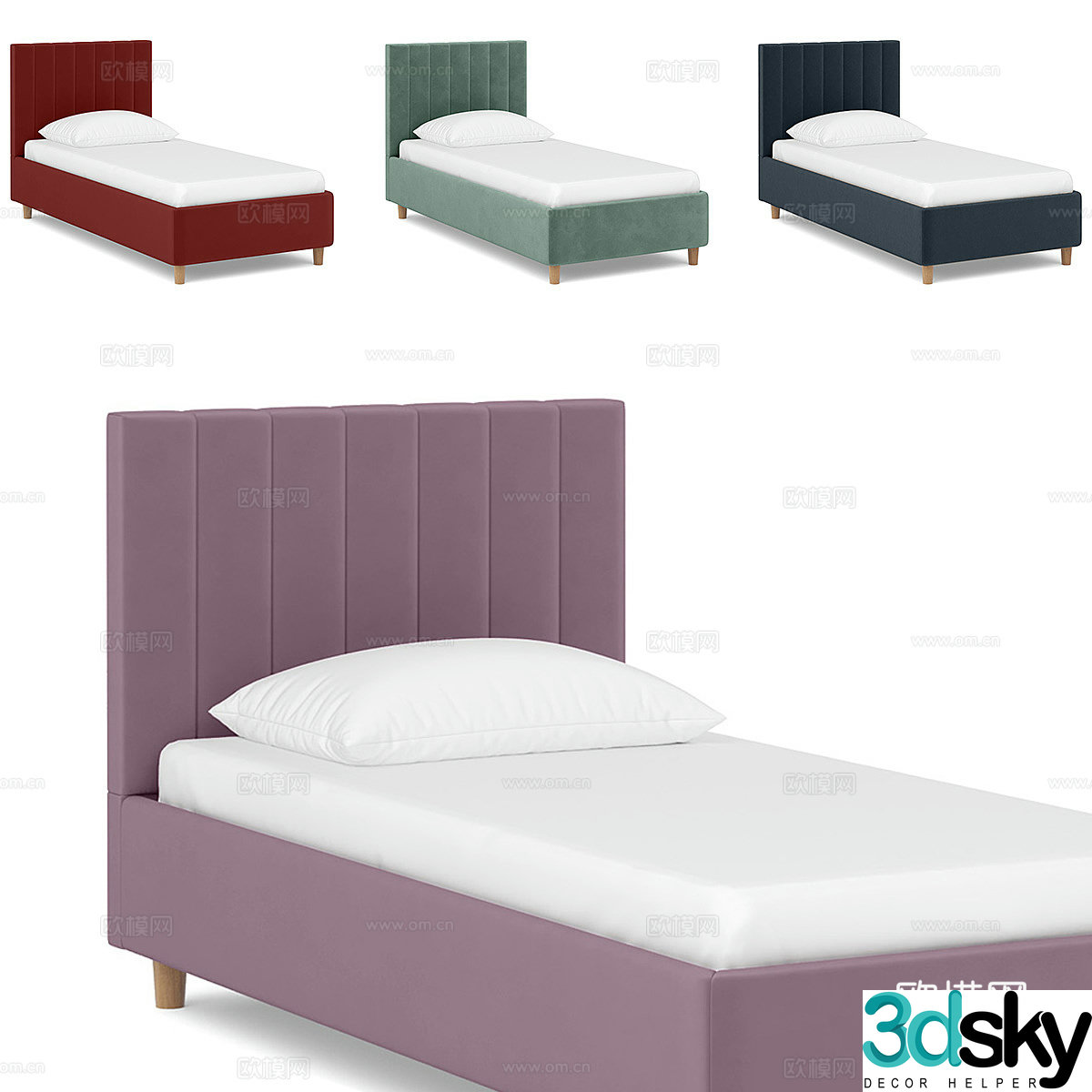 Modern simple single bed Single bed Simple bed Bedroom bed Pillow 3D model