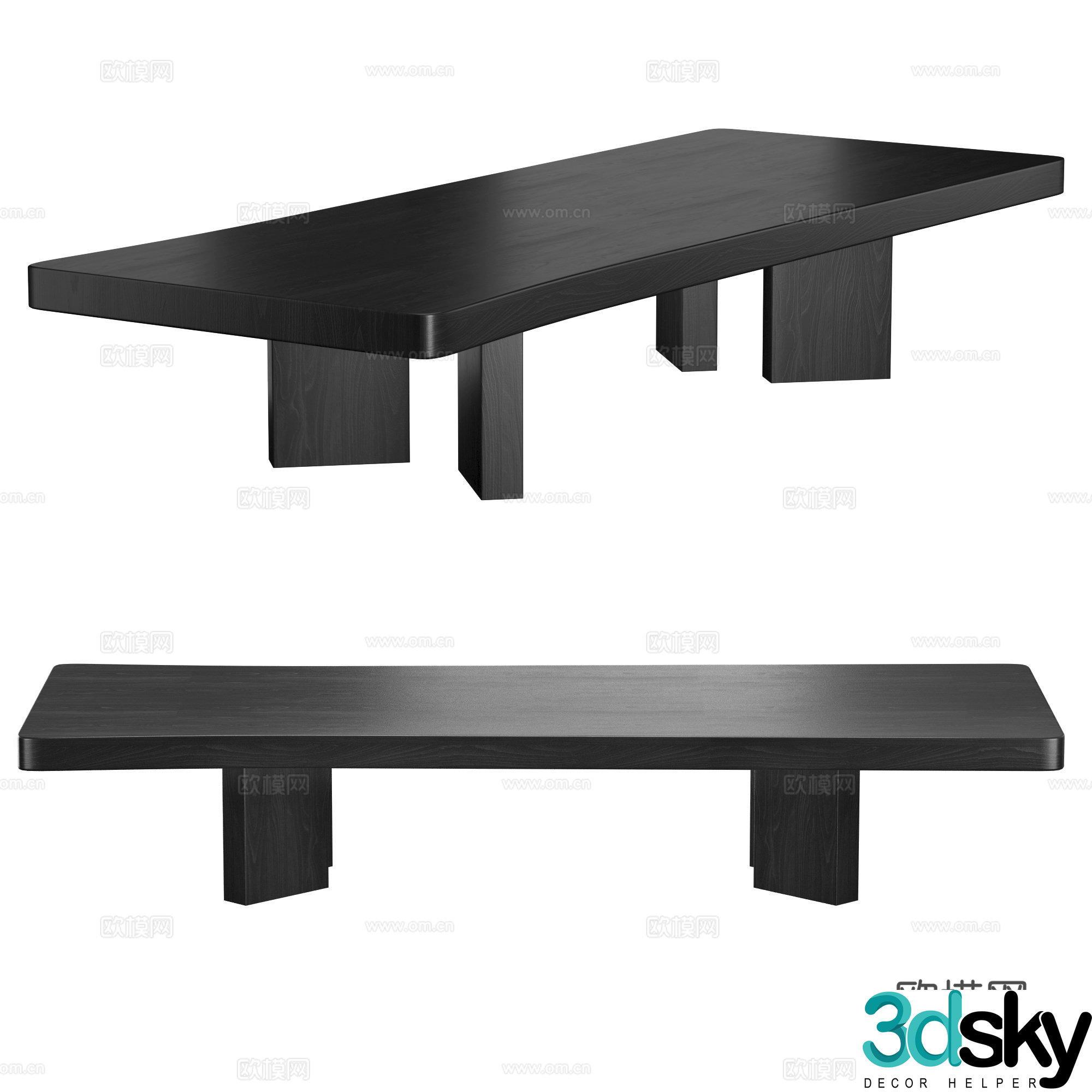 Modern Italian solid wood coffee table 3D model