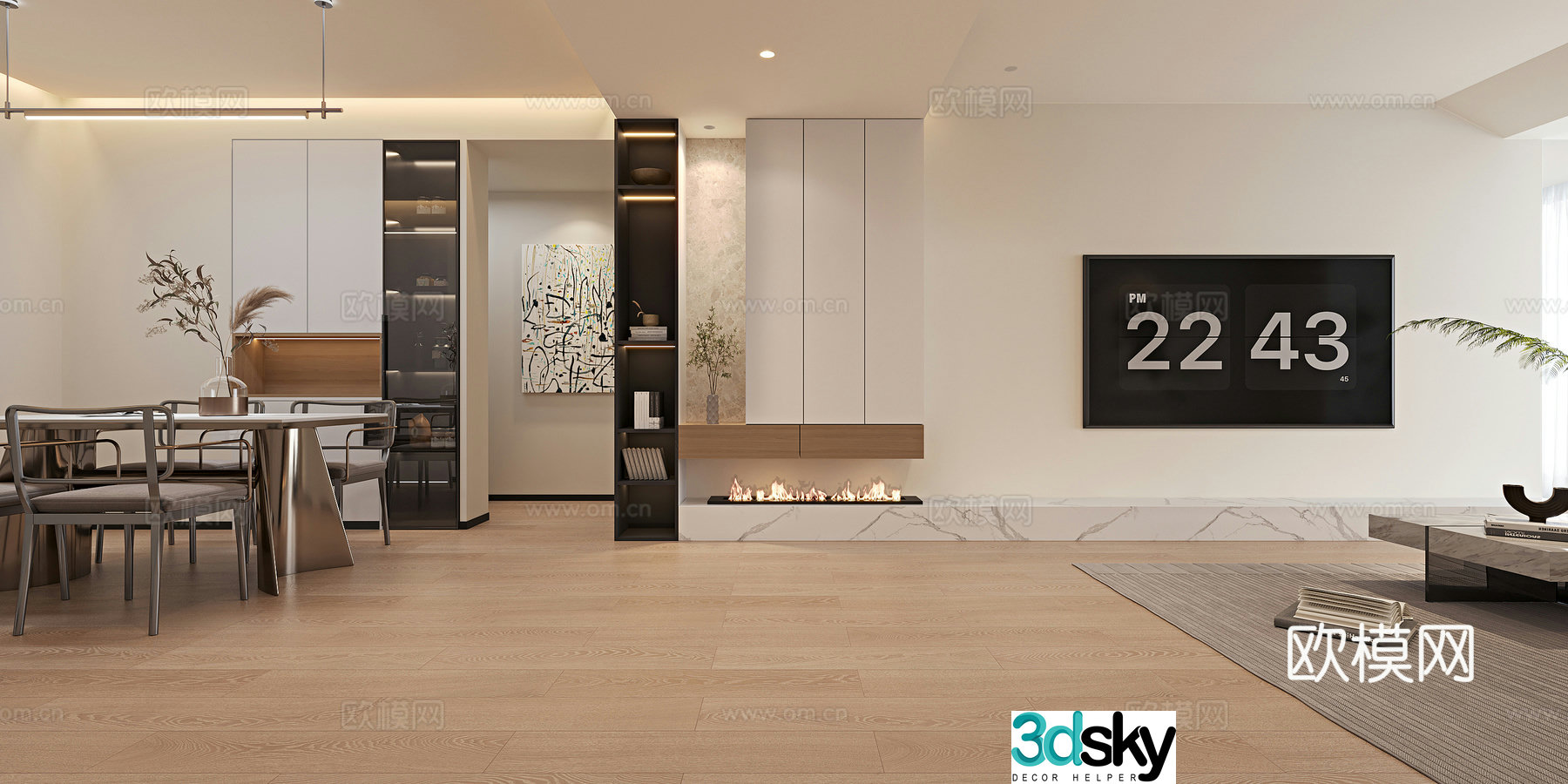 Modern minimalist living room entrance cabinet wine cabinet 3D model