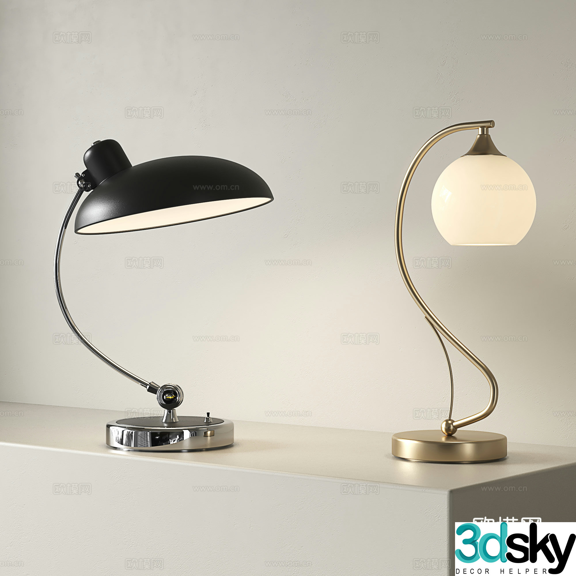 Nordic table lamp medieval table lamp modern table lamp retro table lamp 3D model