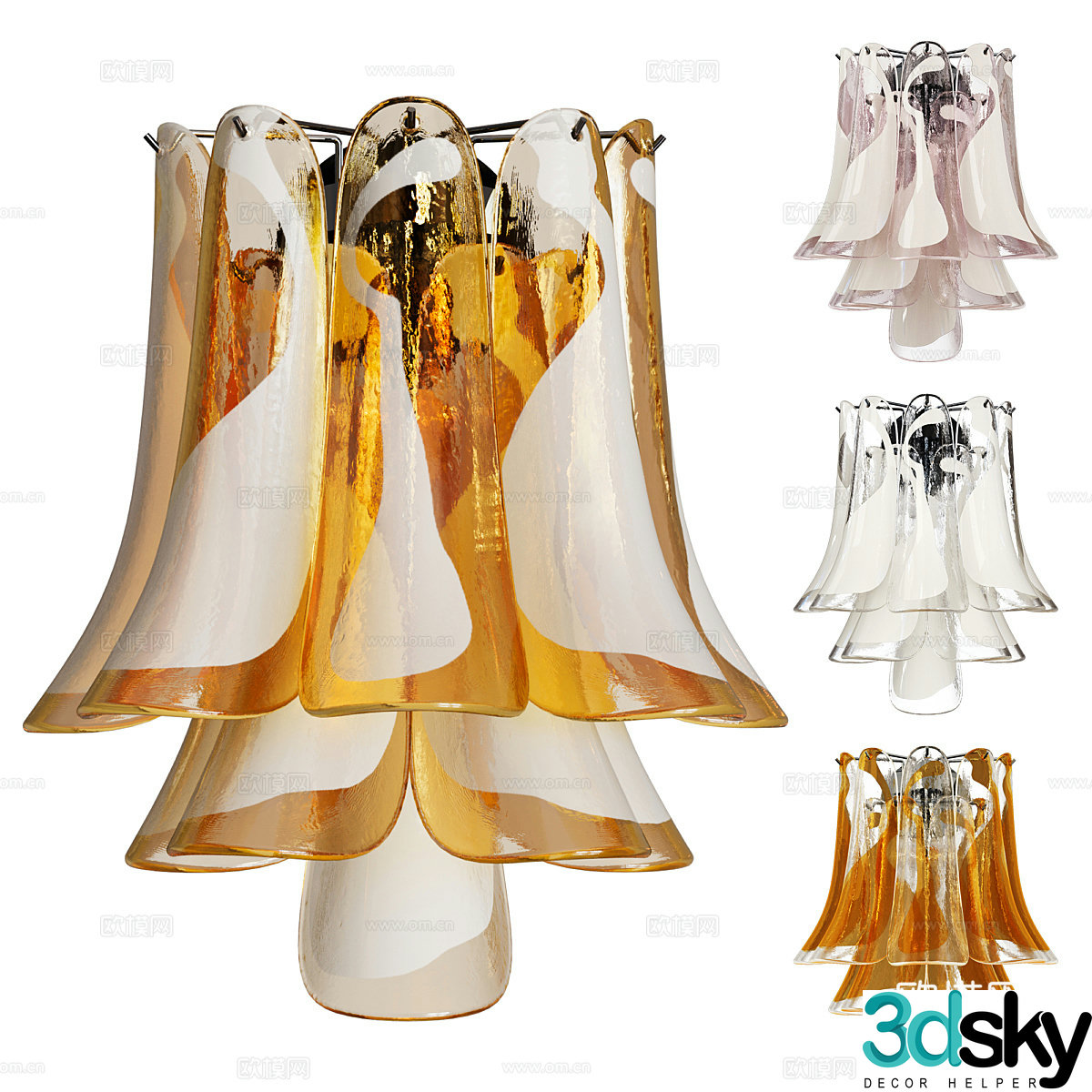 Modern light luxury glass wall lamp 3d model