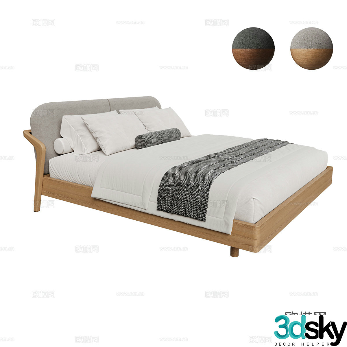 Modern simple double bed Double bed Simple bed Bedroom bed Pillow 3D model
