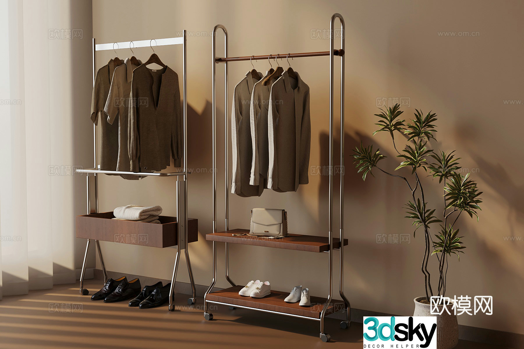 Modern medieval windbreaker hanger Clothes and apparel 3d model