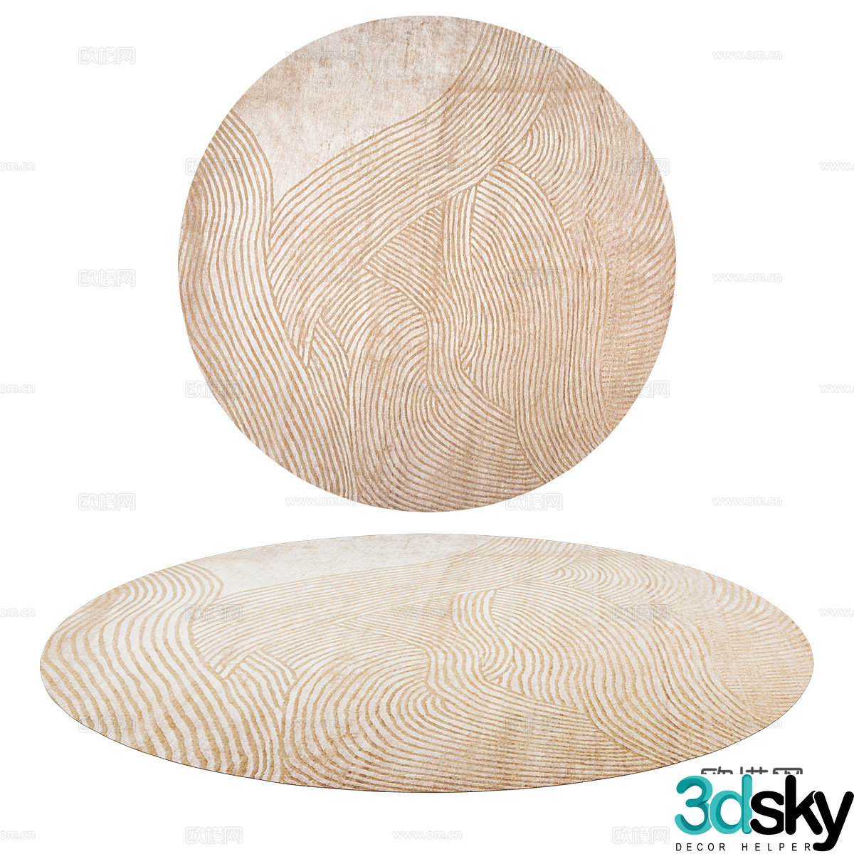 New Chinese round fabric carpet 3D model
