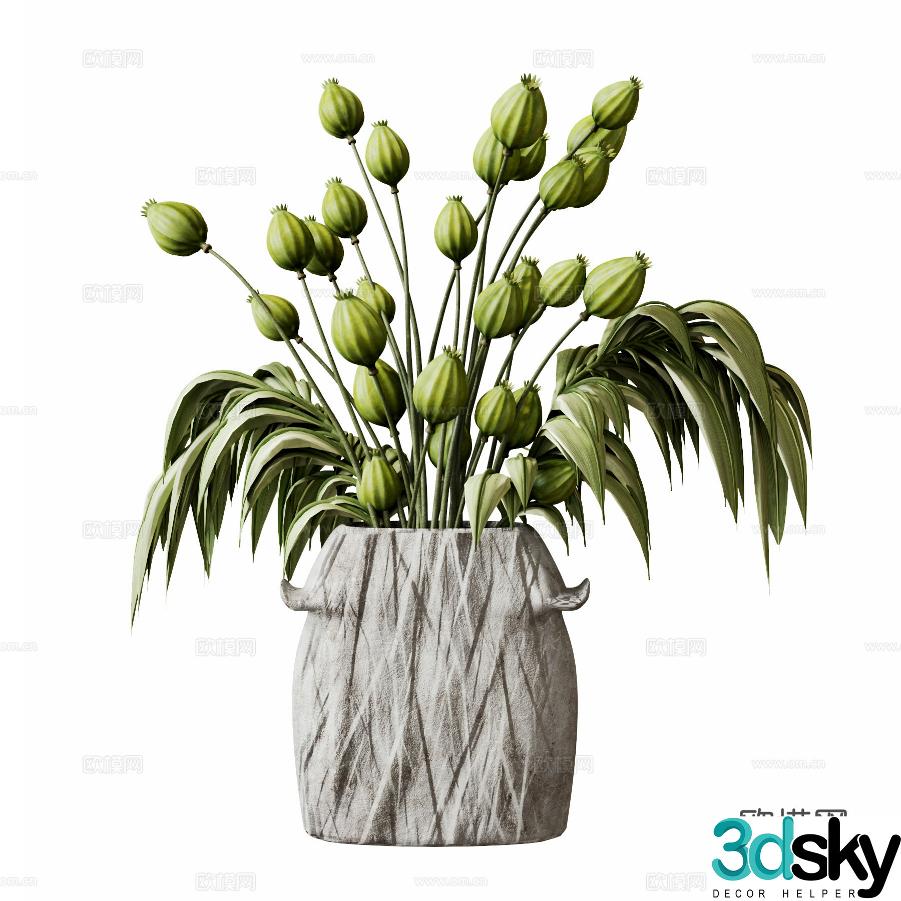 Modern flower ornaments Green plant ornaments Plant potted vase 3d model