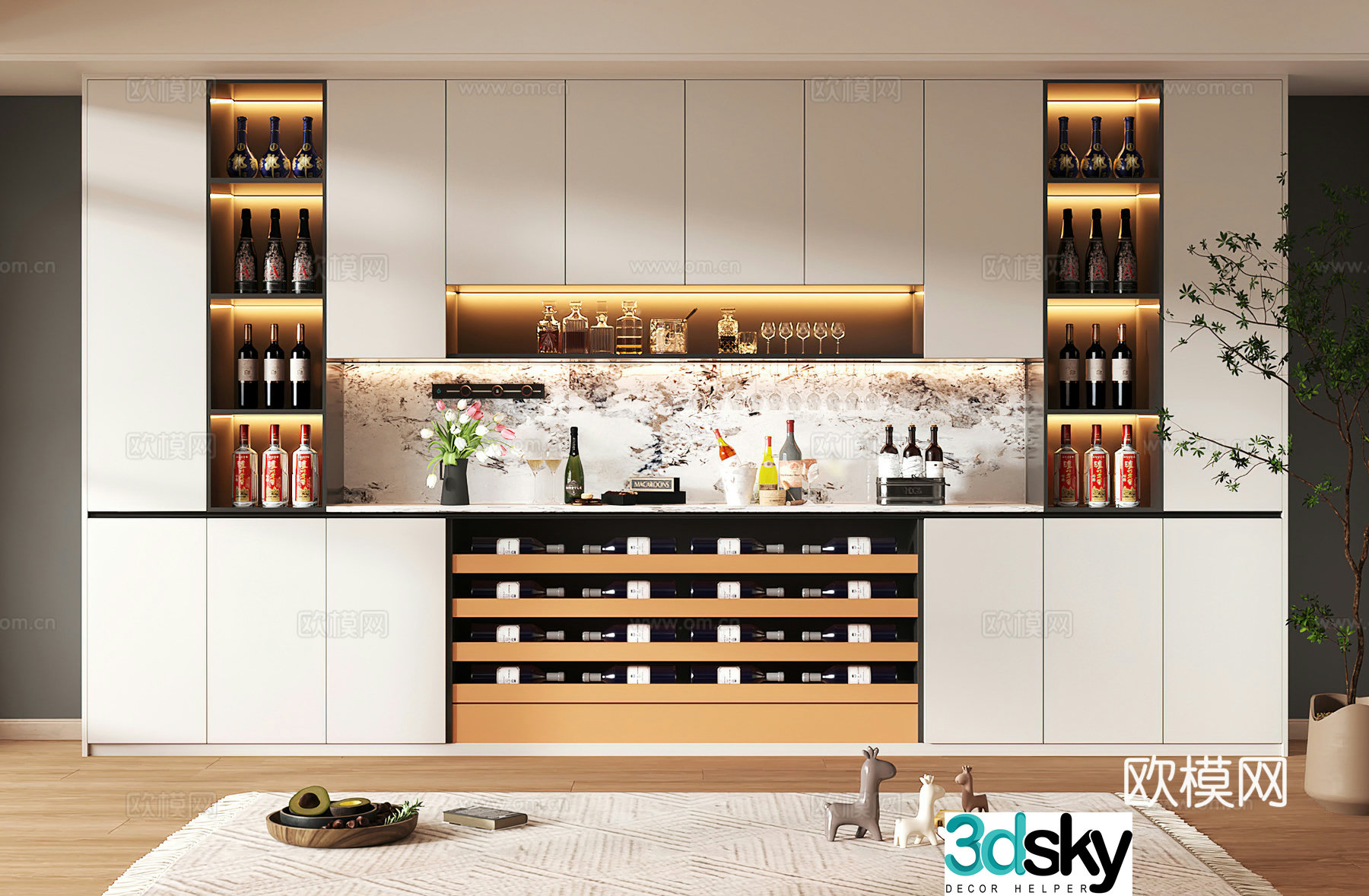 Wine cabinet design Wine cabinet red wine cabinet bar wine cabinet partition wine cabinet 3D model