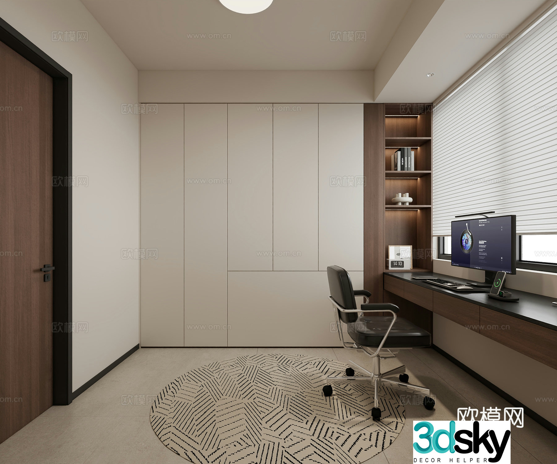 Modern study Italian minimalist study-20143d model