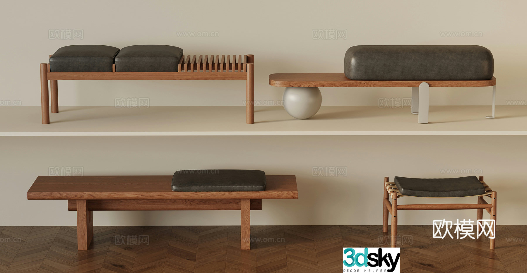 Other stools medieval bench bench 3d model