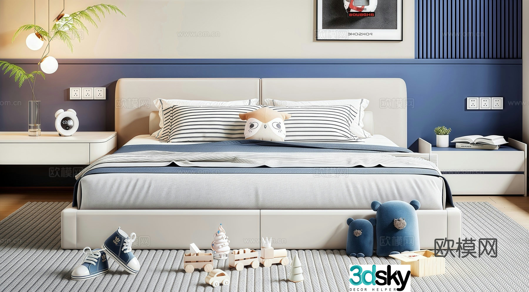 Modern children’s bed nightstand toy ornaments 3d model