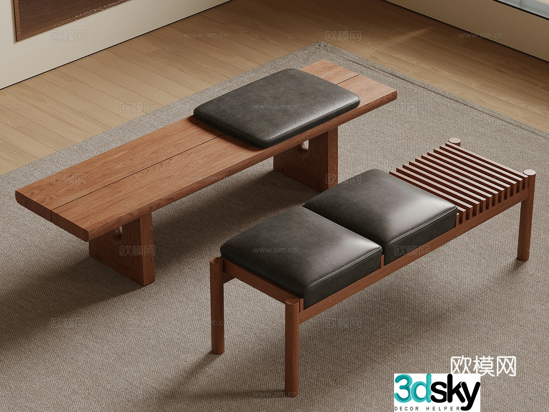 Middle-aged shoe changing stool bench stool 3d model