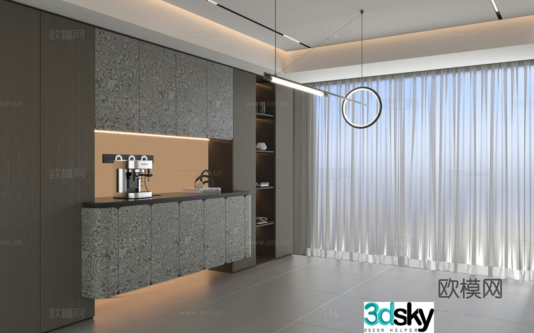 Modern Italian sideboard Italian light luxury sideboard 3D model