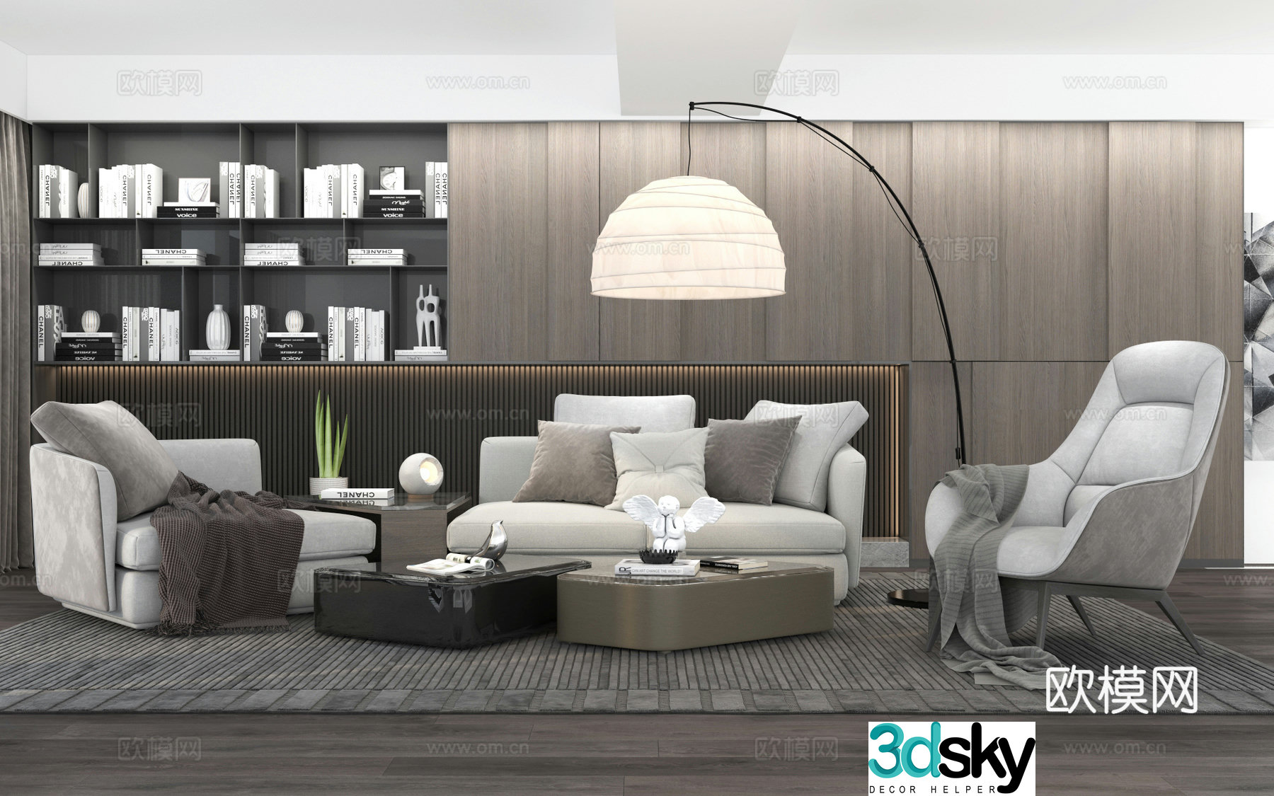 Neoclassical modern living room sofa combination 3D model