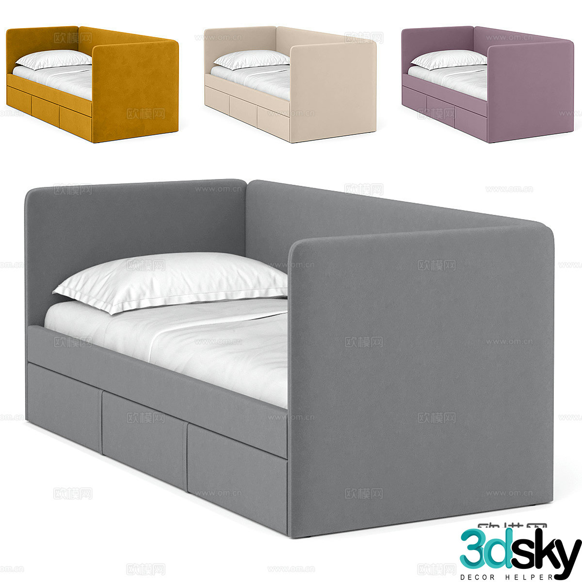 Modern simple sofa bed Sofa bed Simple bed Bedroom bed Pillow 3D model