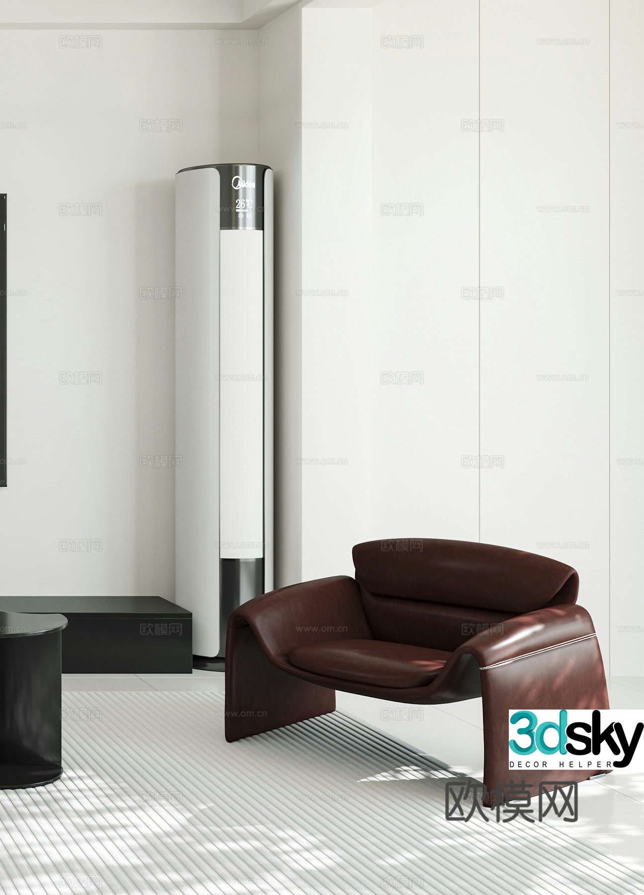 Modern leisure chair Italian leisure chair Black and white grey leisure chair Single chair Side chair Angle table 3D model