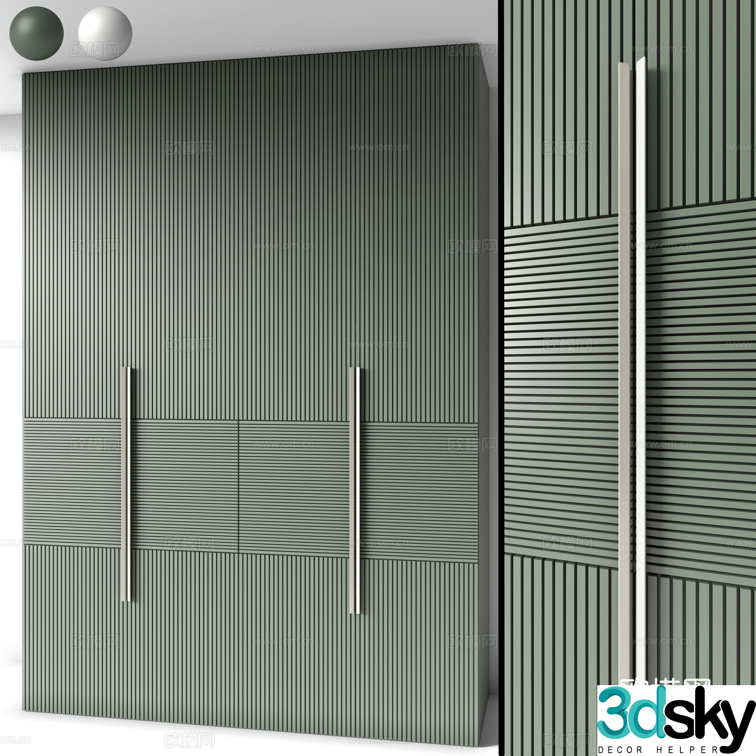 Modern Italian minimalist door wardrobe 3D model
