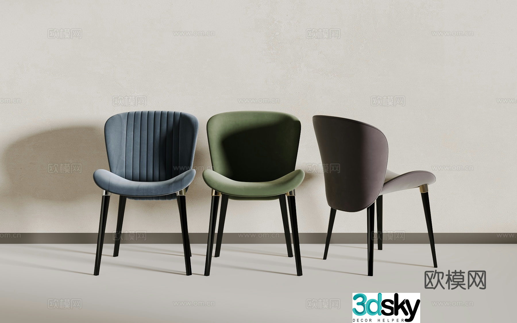Light luxury dining chair 3D model