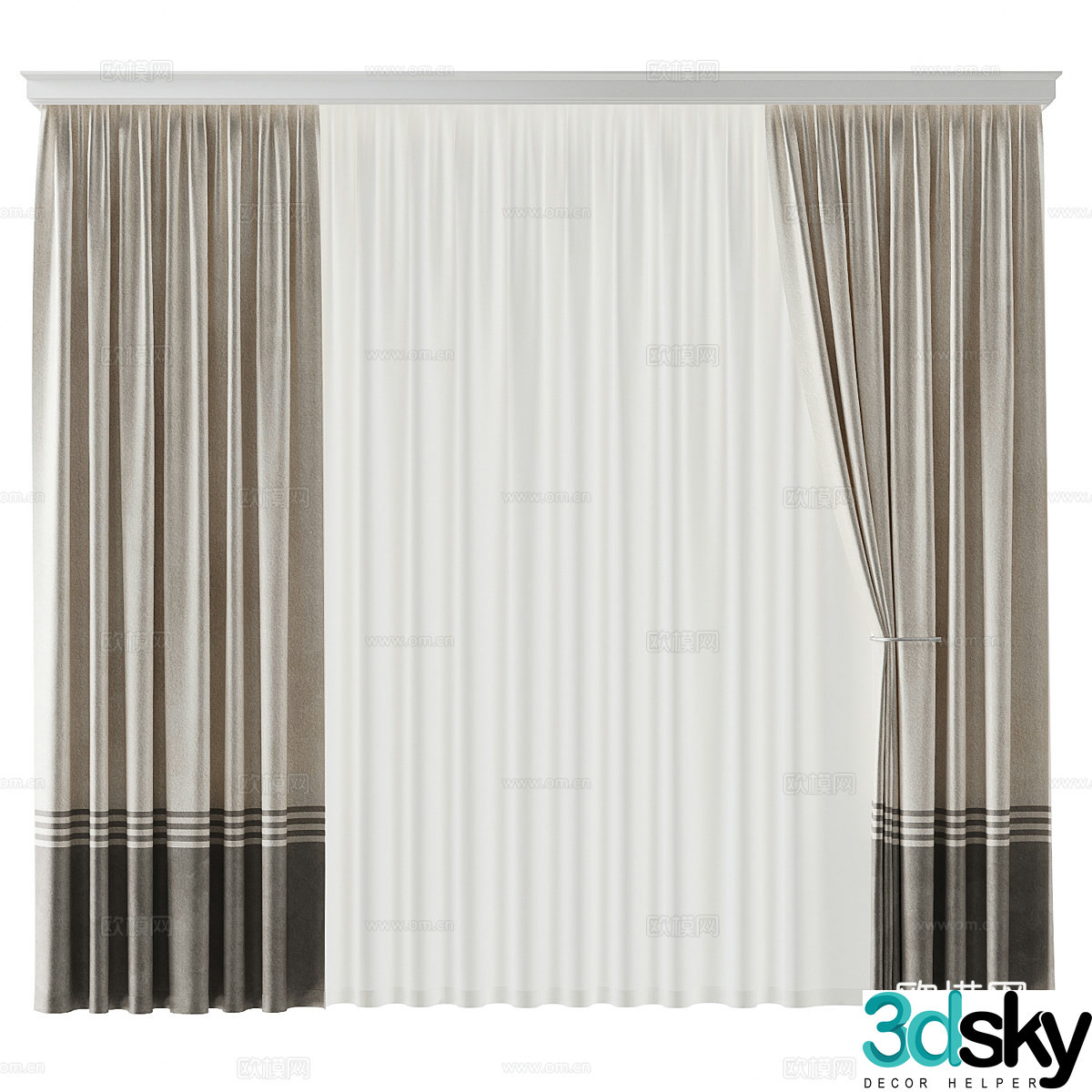 New Chinese children’s fabric curtain 3D model
