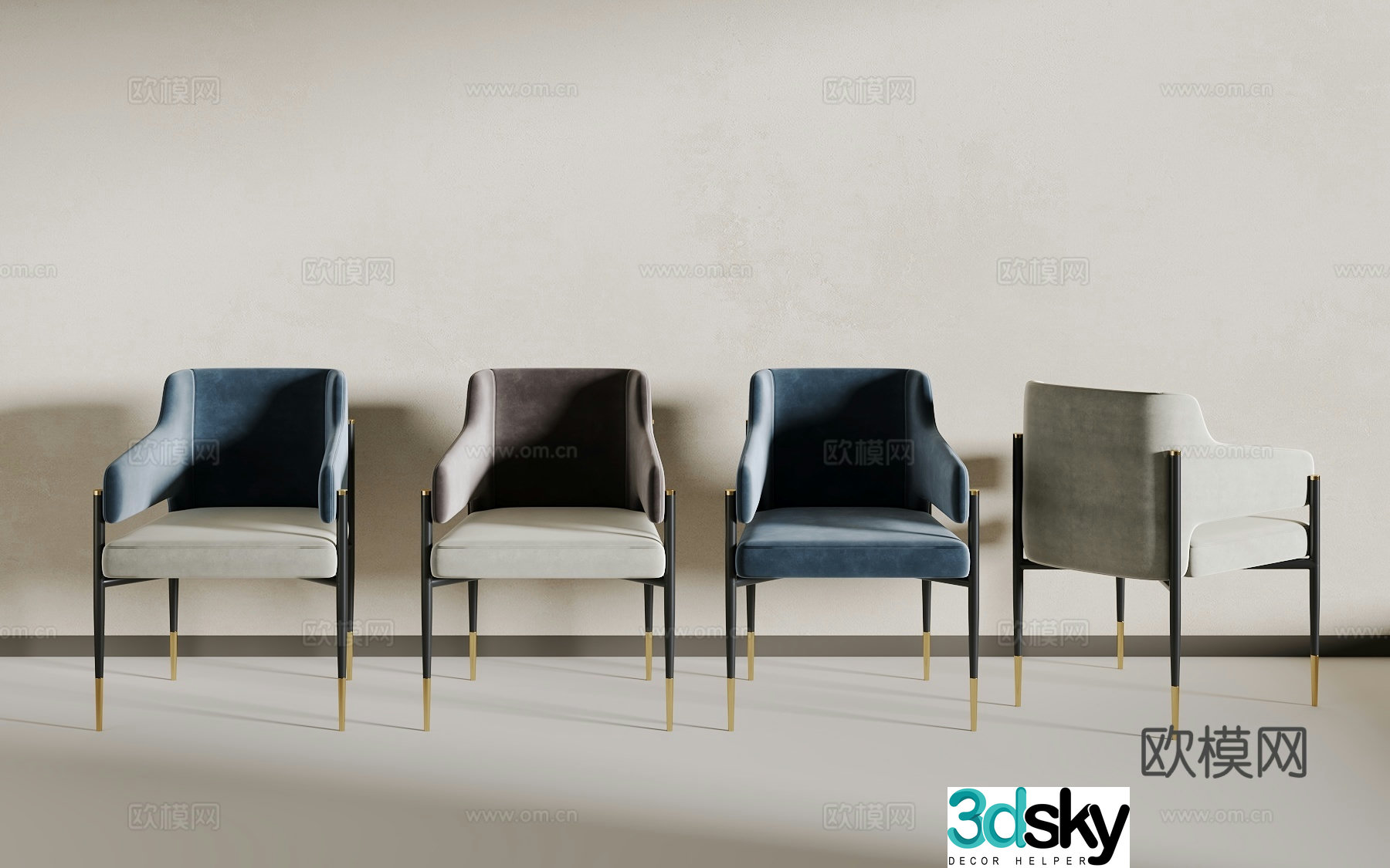 Light luxury dining chair 3D model