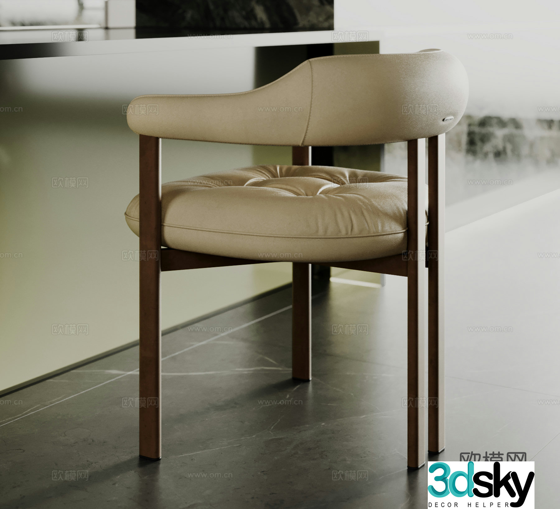 Modern single chair dining chair chair leather chair leisure chair 3d model