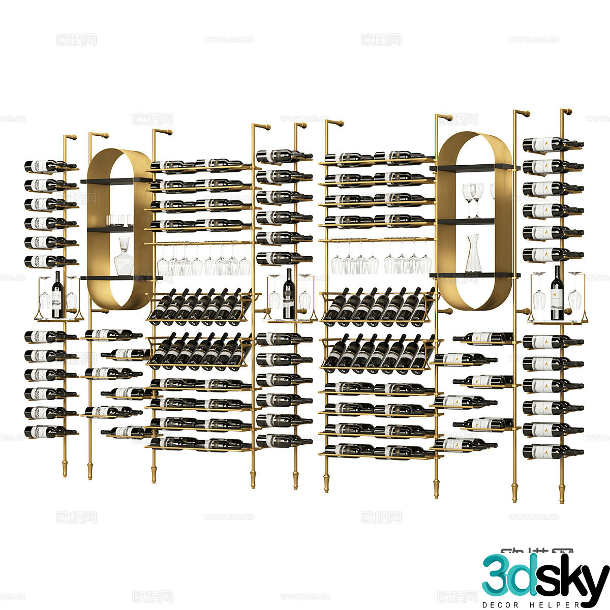 Modern light luxury metal red wine rack 3D model