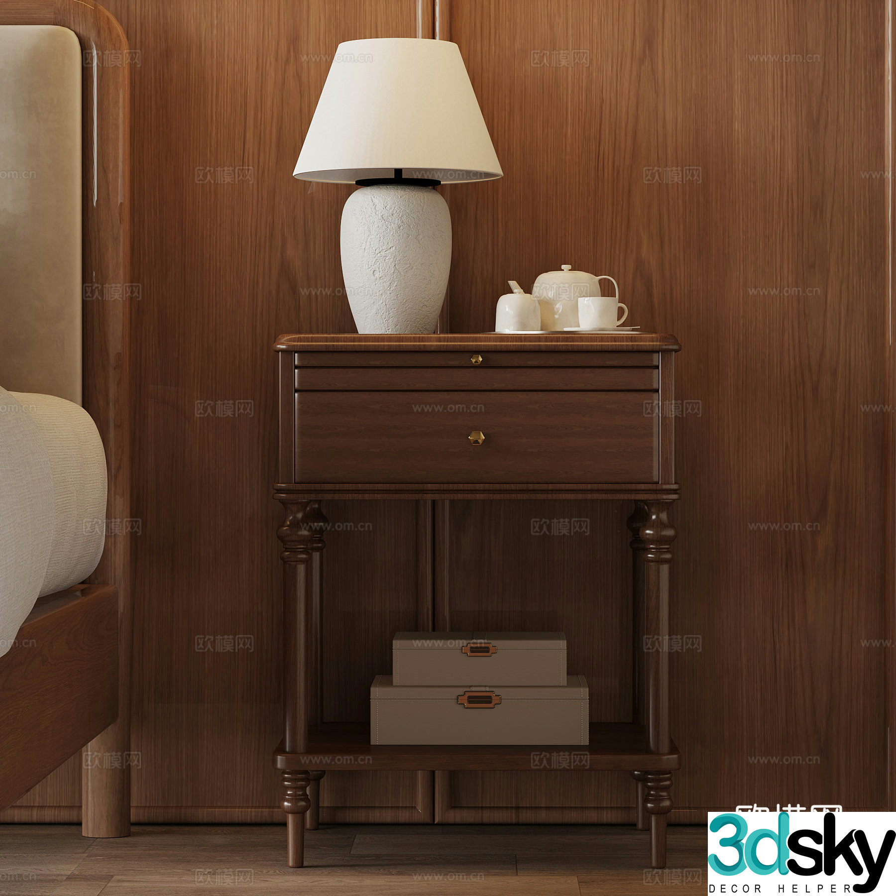 Bedside table medieval style bedside table 3D model
