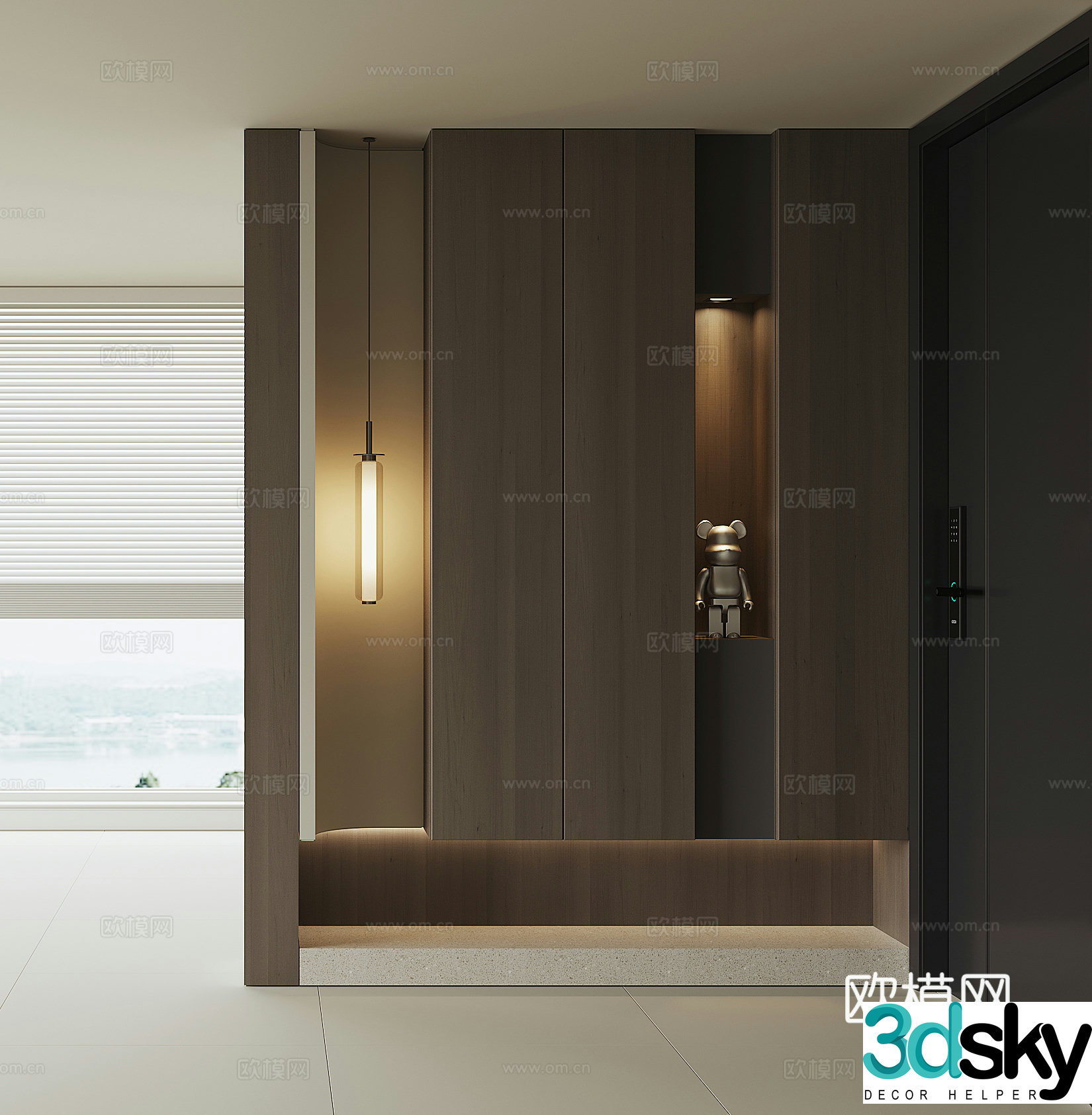 Modern home entrance shoe cabinet 3D model