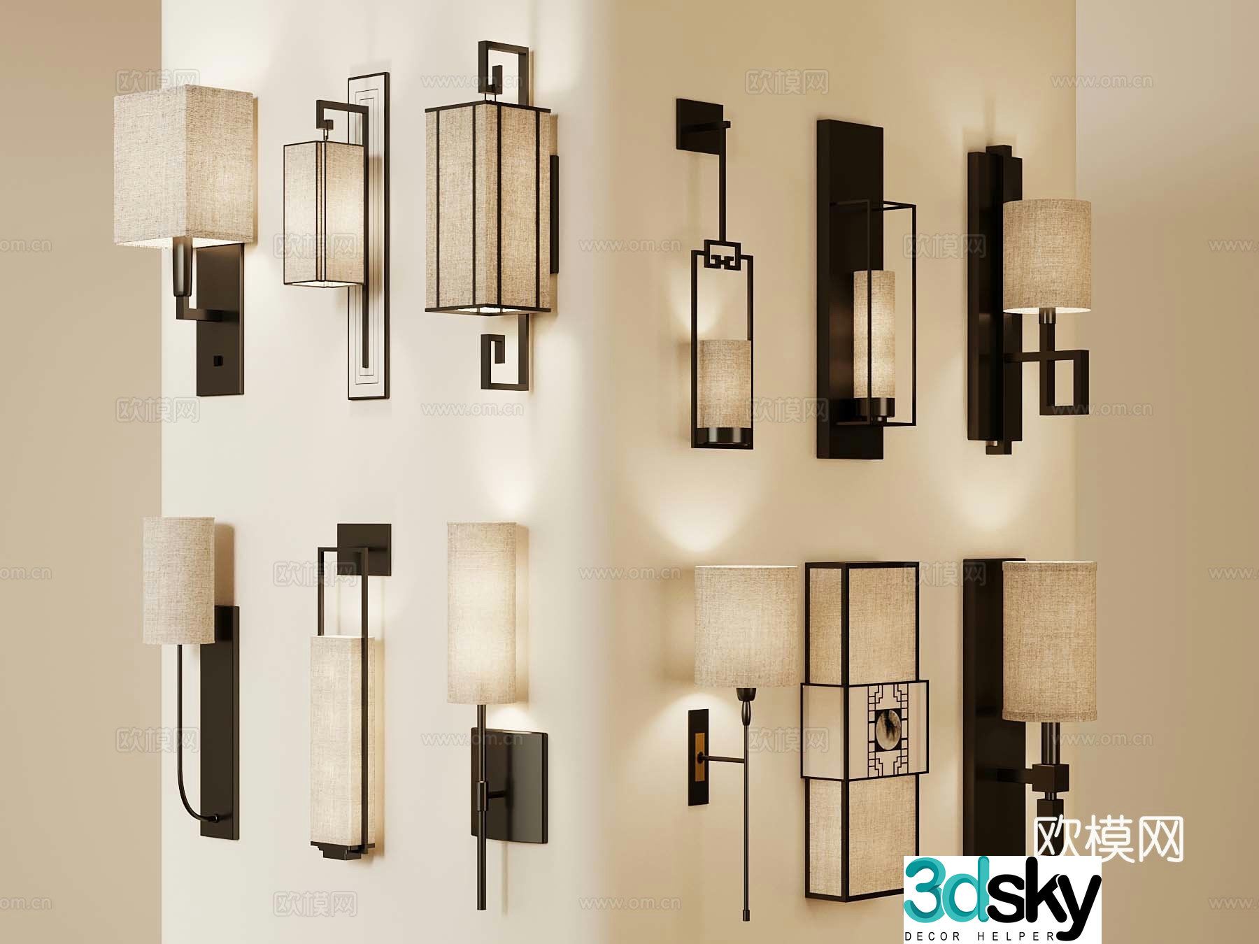 New Chinese wall light 3D model