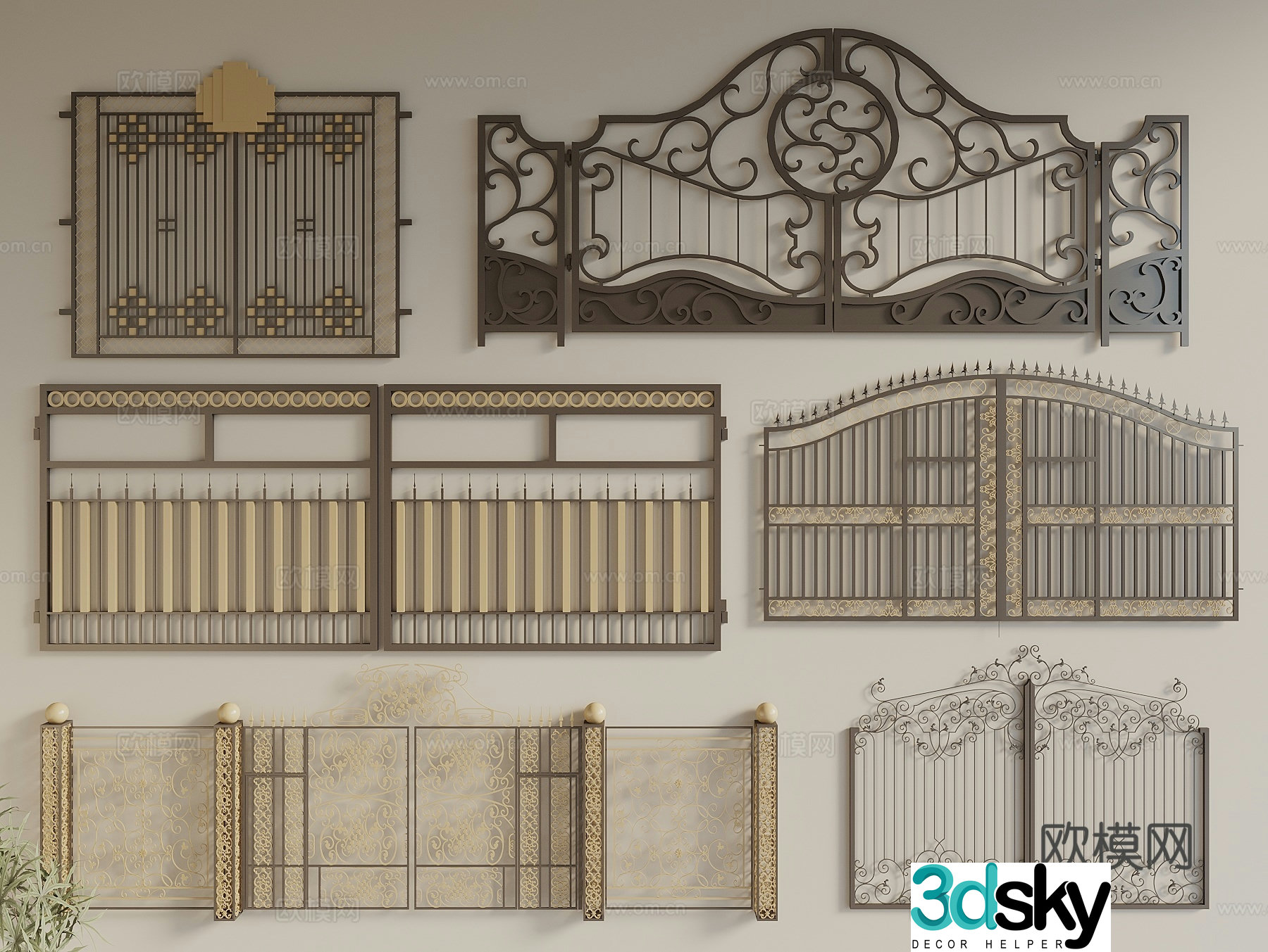 European style gate iron art gate courtyard gate carved courtyard gate metal grille gate garden door 3d model