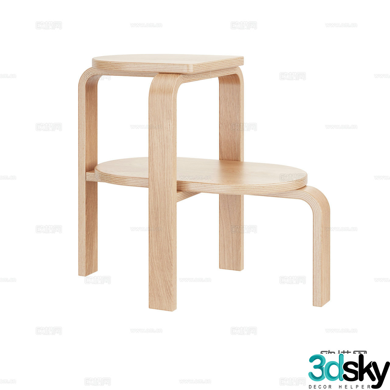 Case Nordic stool oak stool footstool dining chair stool step stool wooden stool 3d model