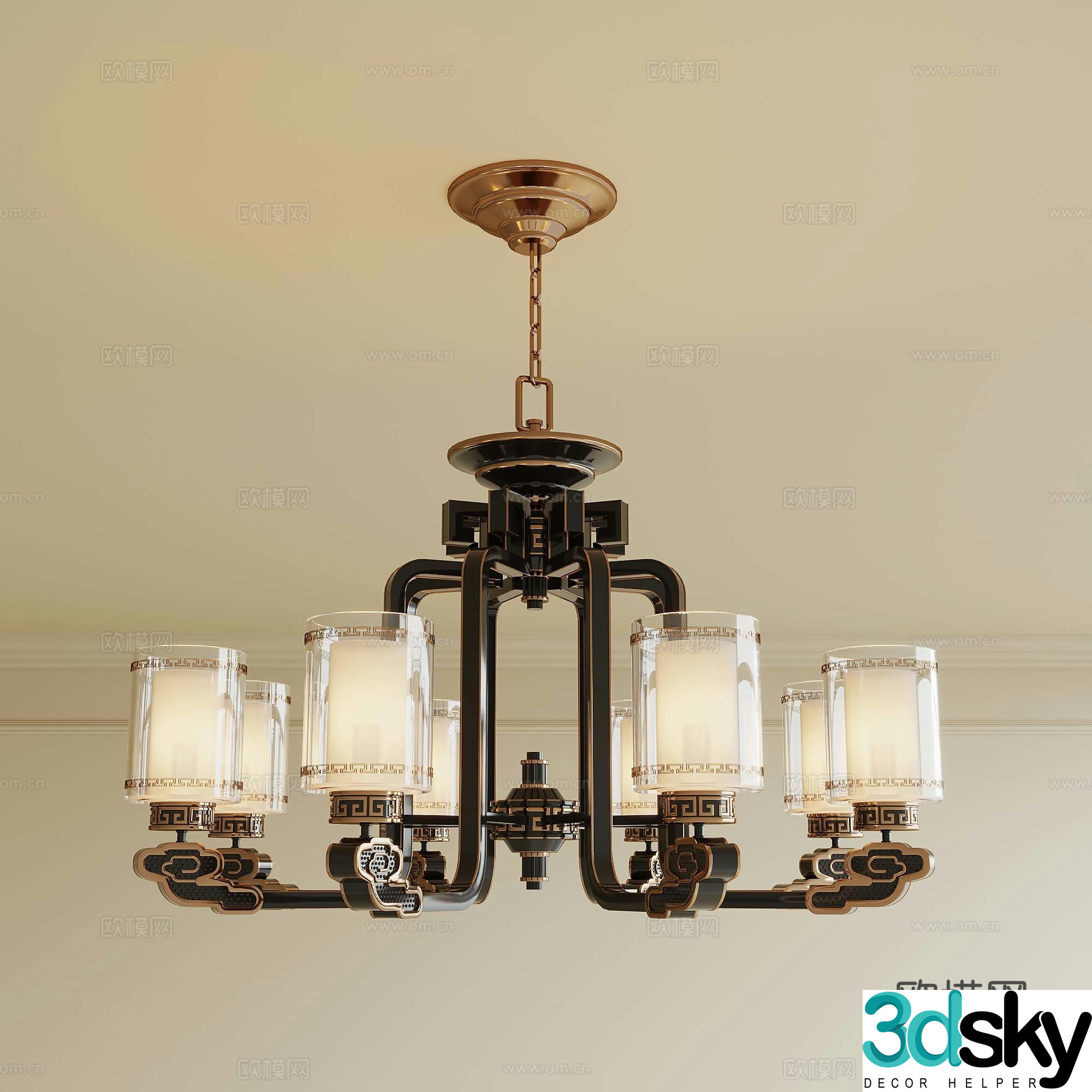 New Chinese Chandelier Restaurant Chandelier 3D Model