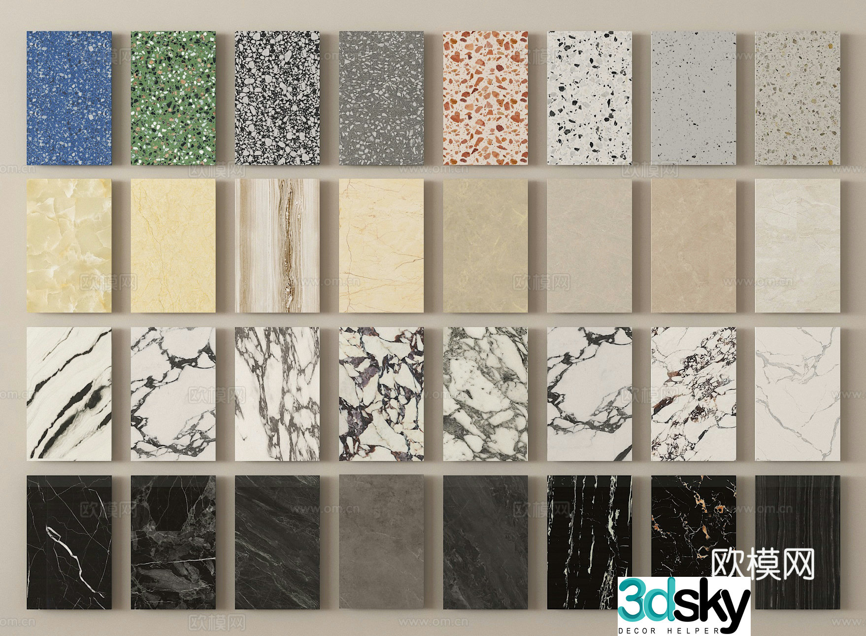 Stone Stone Wallpaper Background Wall Stone Board 3D Model