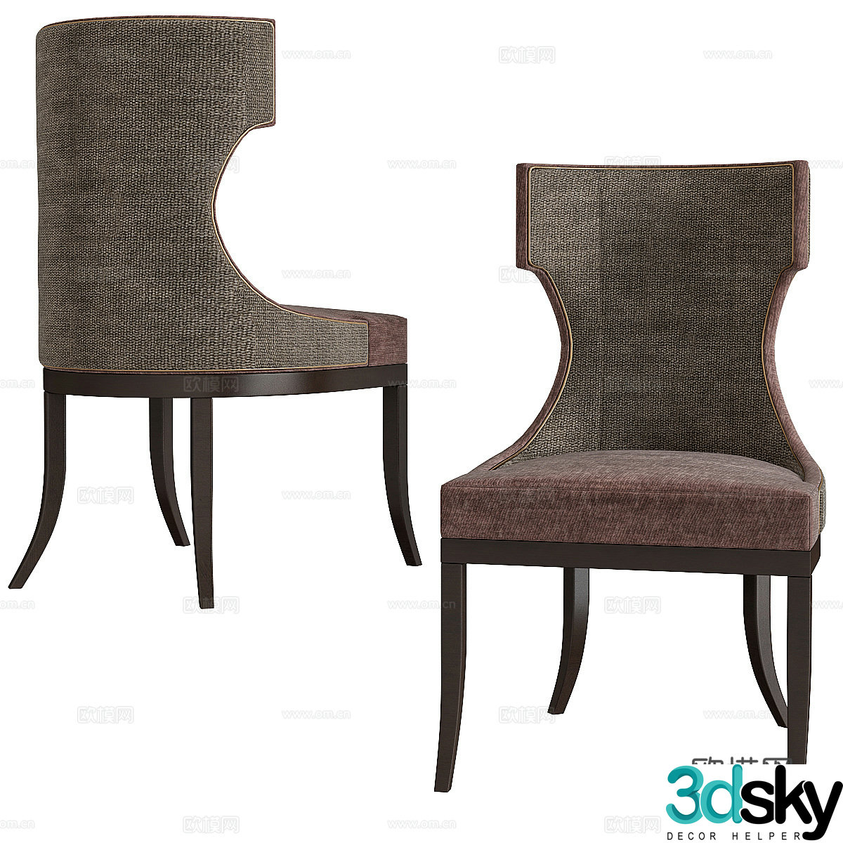 New Chinese style fabric dining chair 3D model