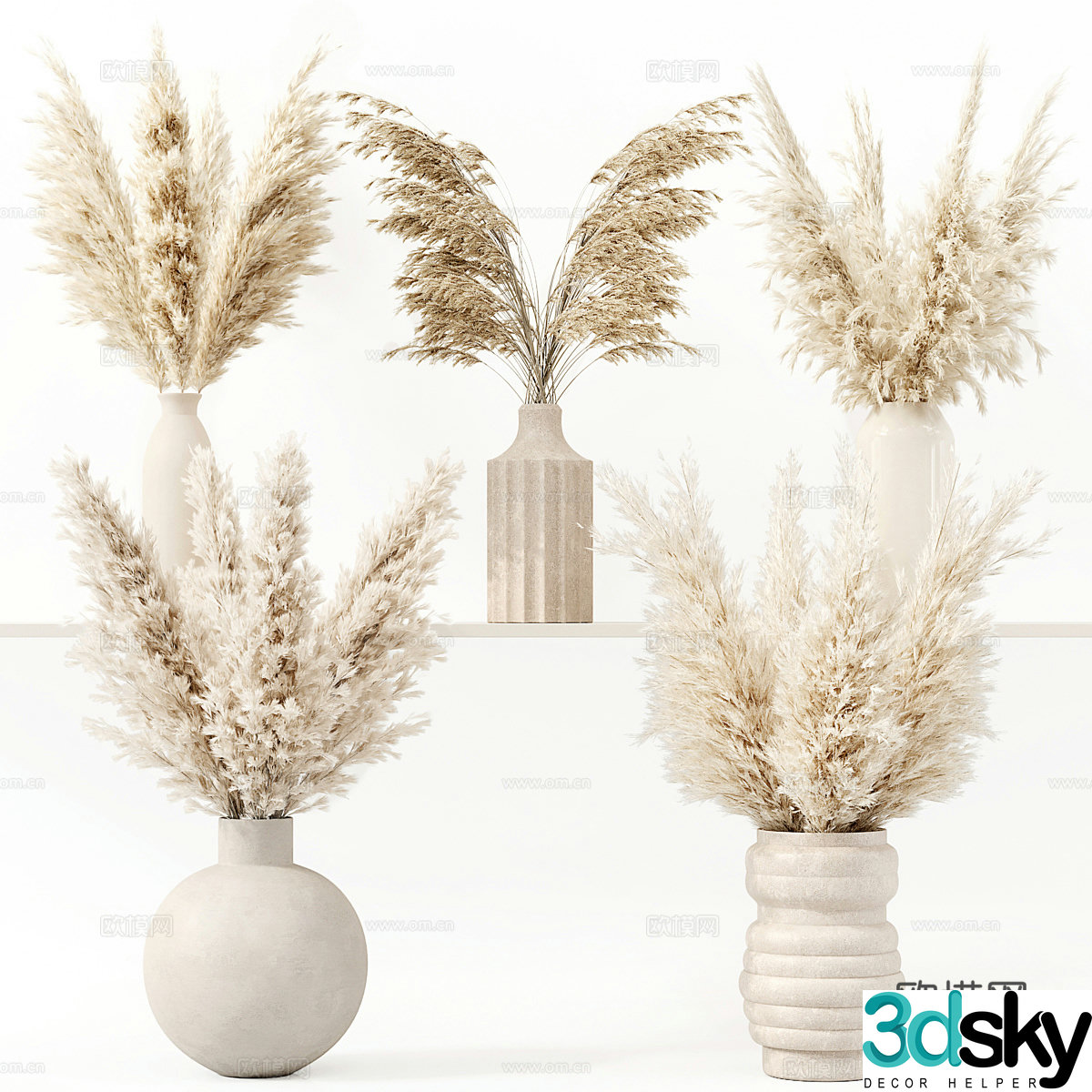 New Chinese style dried flower vase 3d model