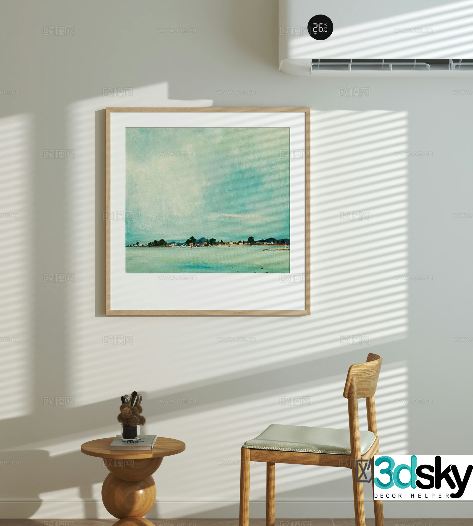 Modern decorative paintings casual tables and chairs 3D model