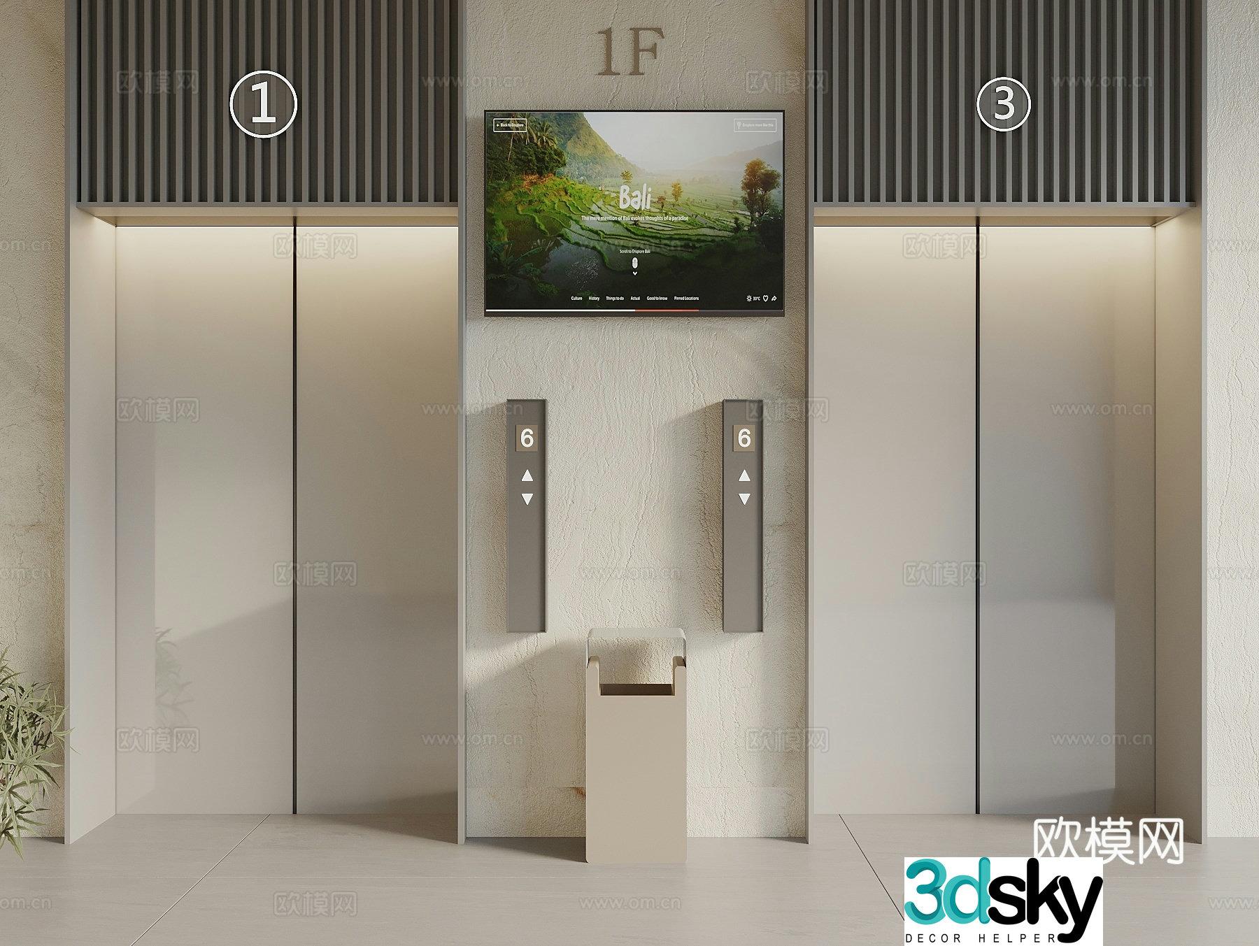 Modern elevator hall Elevator hall Shopping mall elevator Hotel elevator Office elevator 3D model
