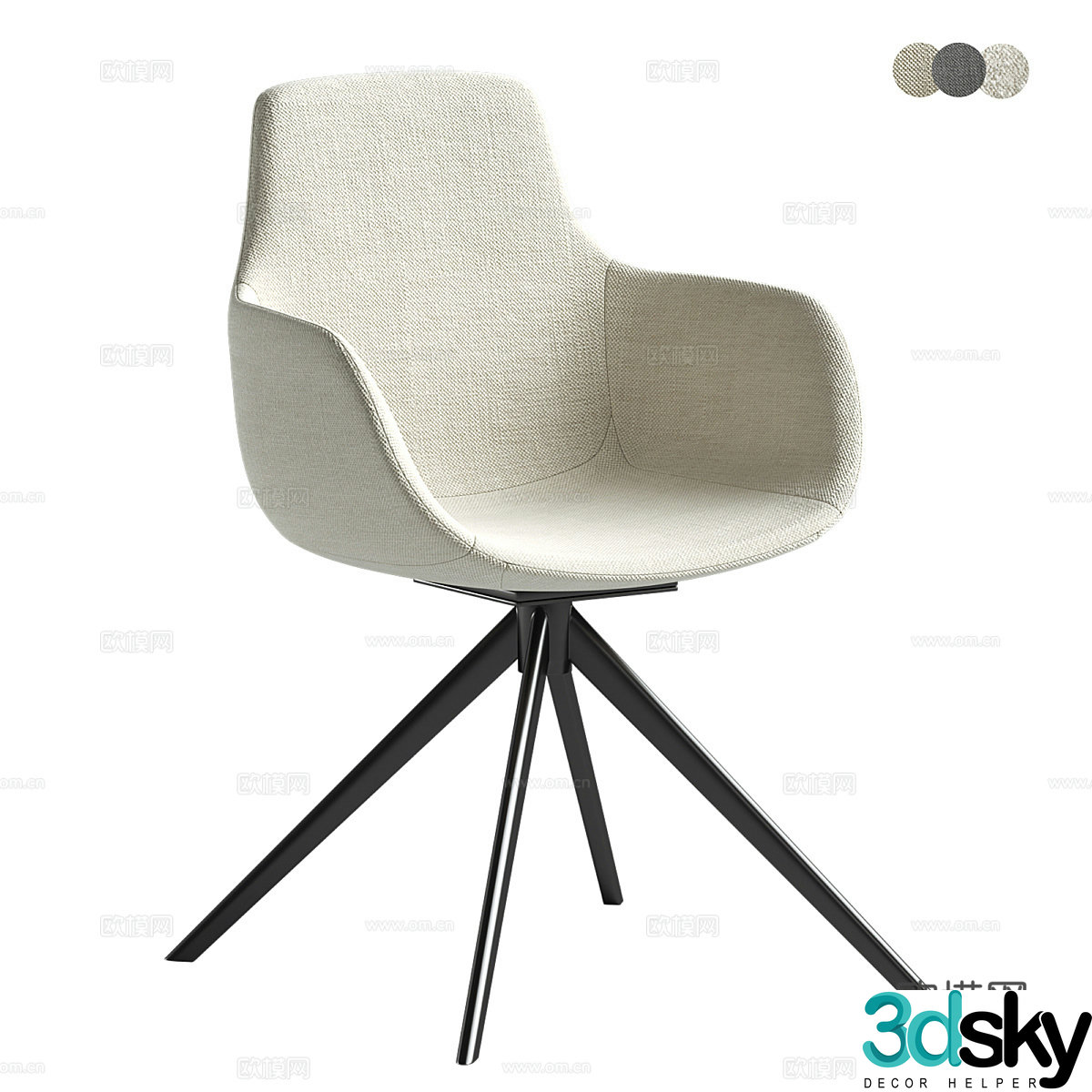 Modern Italian minimalist fabric office chair 3d model