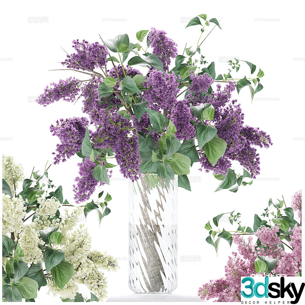 Modern lilac vase flower art 3d model