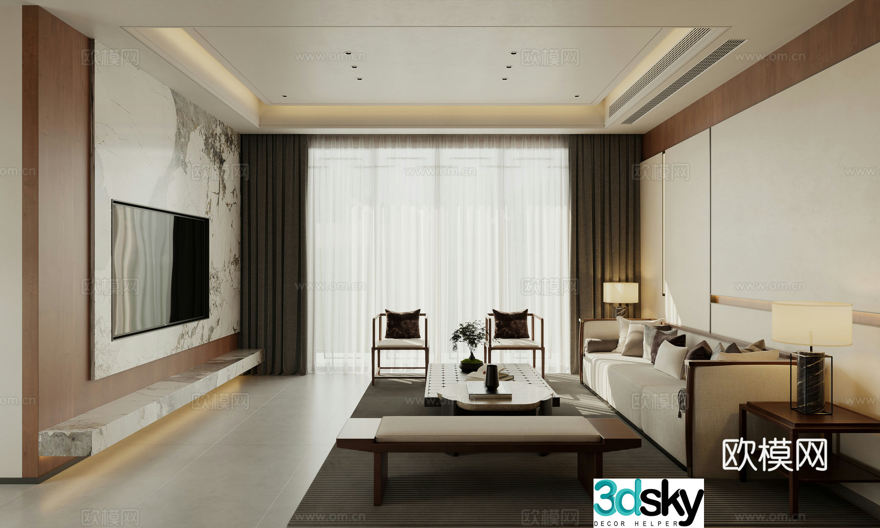 Chinese living room 3d model