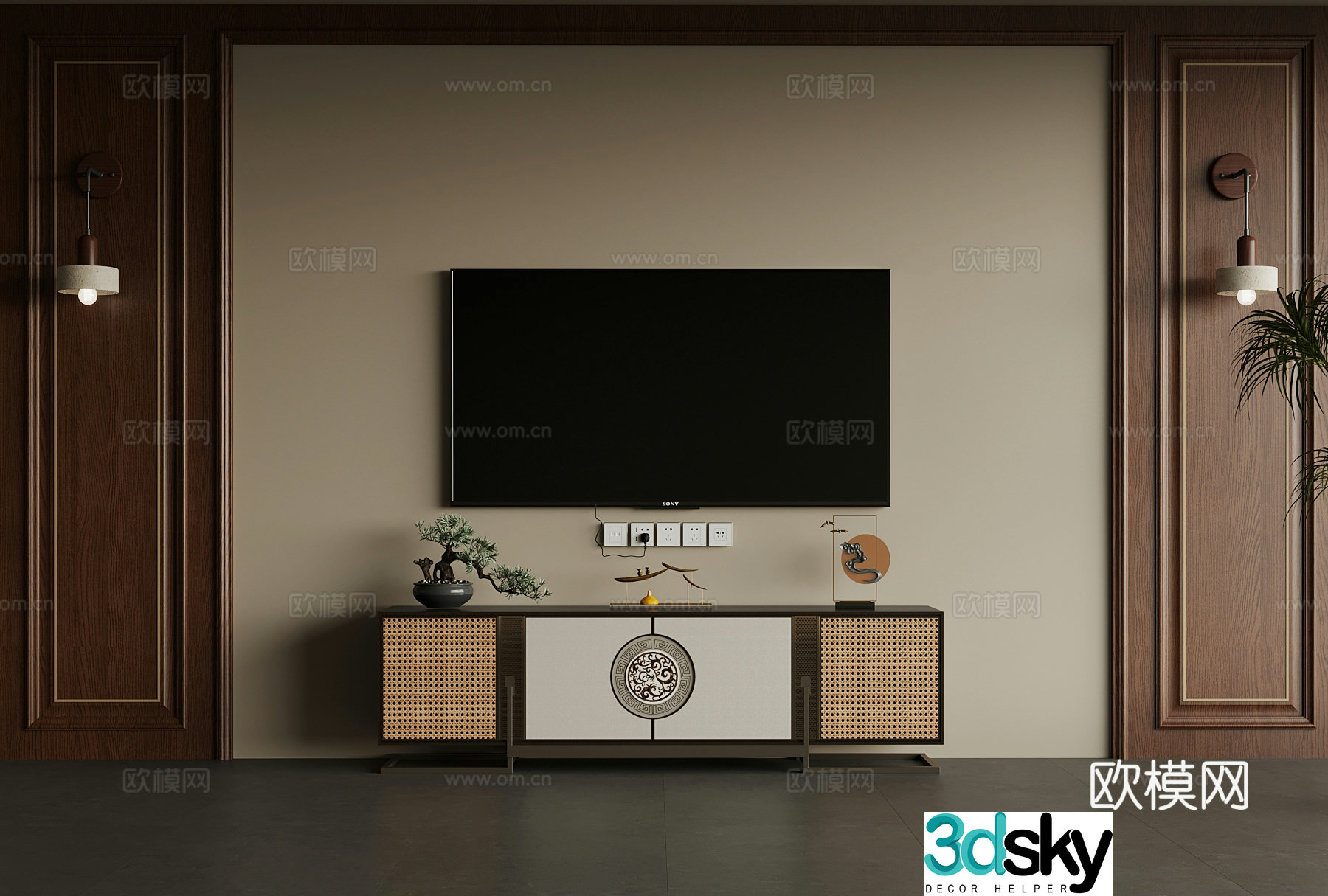 New Chinese TV cabinet TV ornament 3D model