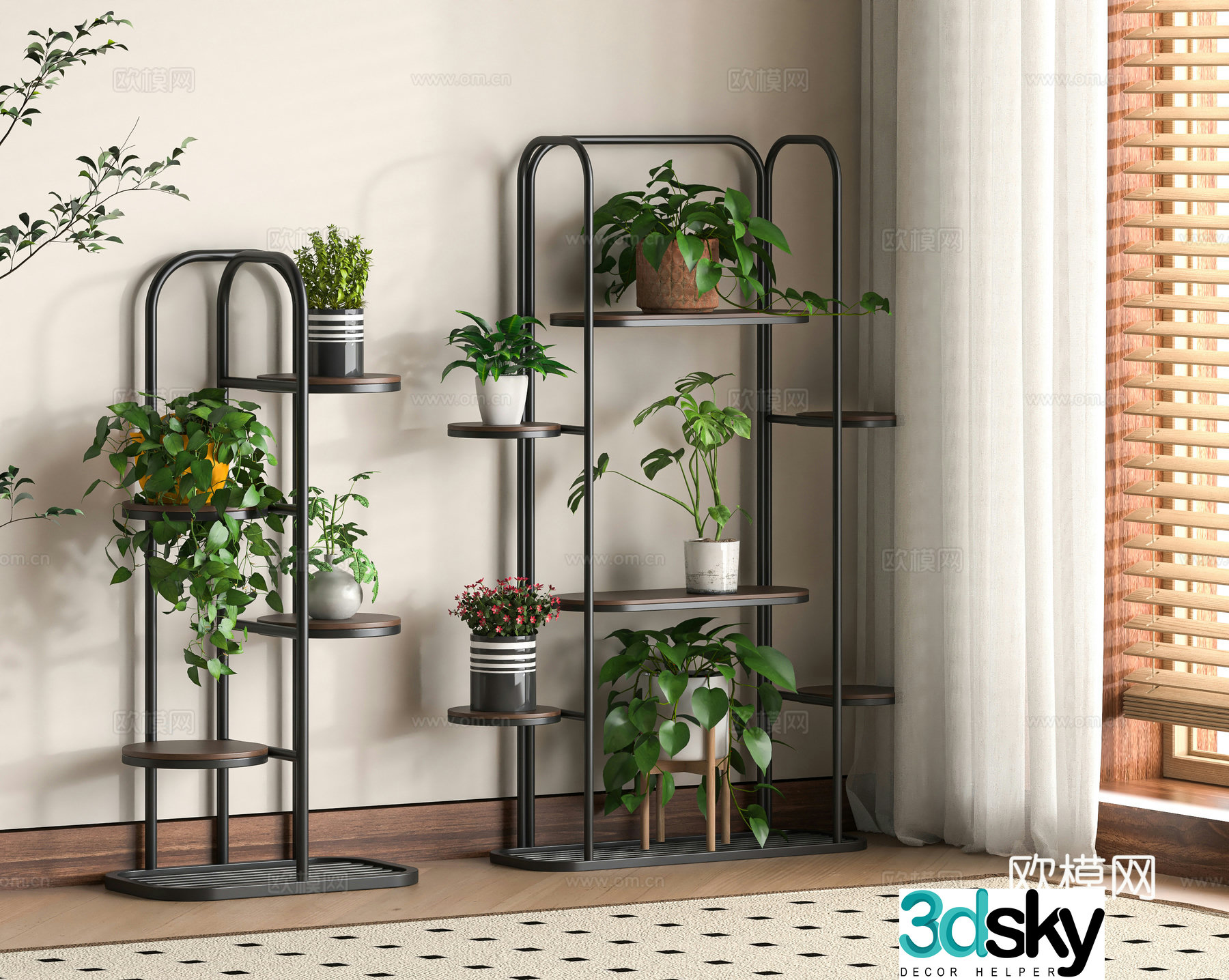 Modern wrought iron flower stand 3D model