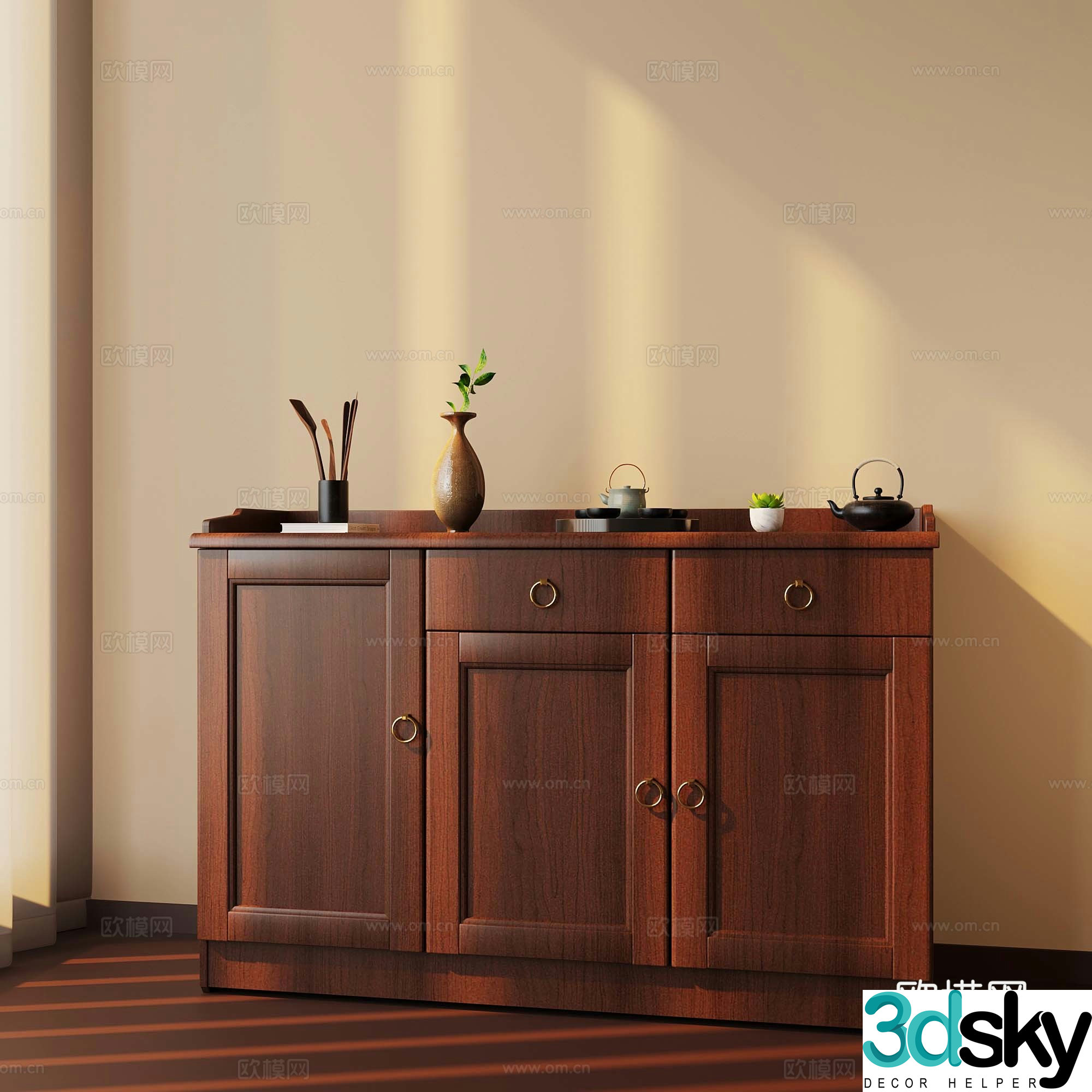 New Chinese sideboard tea cabinet dining cabinet 3D model