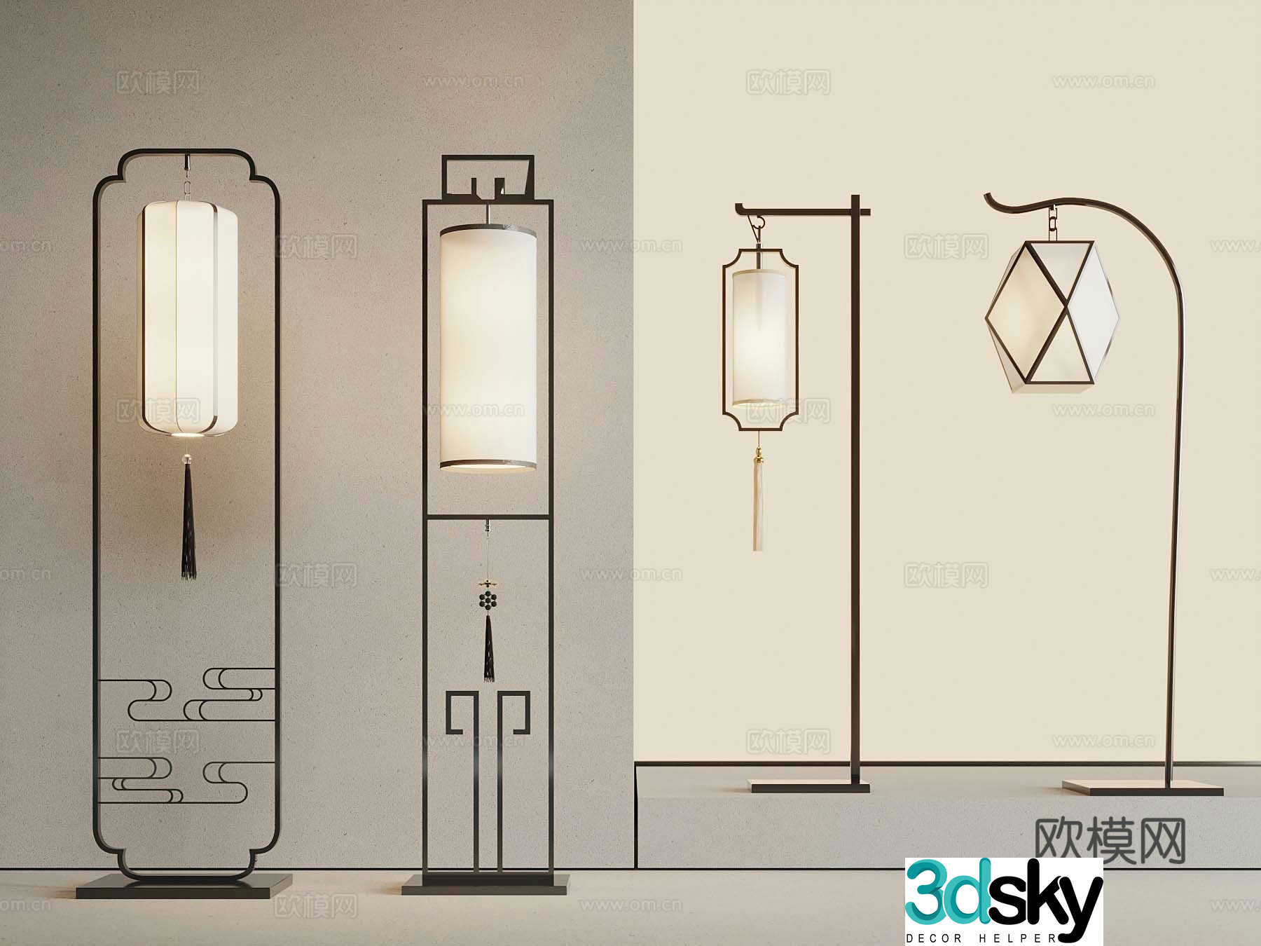 New Chinese floor lamp 3D model