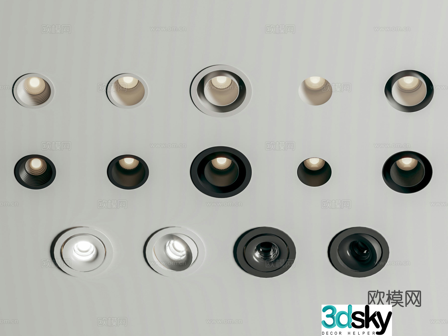 Downlight combination Recessed downlight 3D model