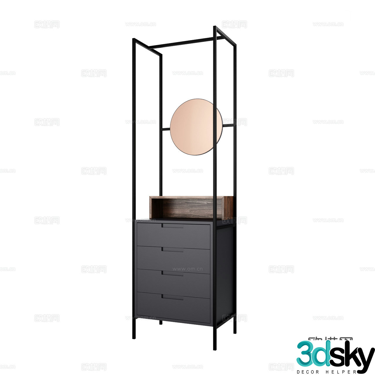 MannMade Retro Decorative Cabinet Mirror Cabinet Chest of Drawer Side Cabinet Chest of Cabinet 3D Model