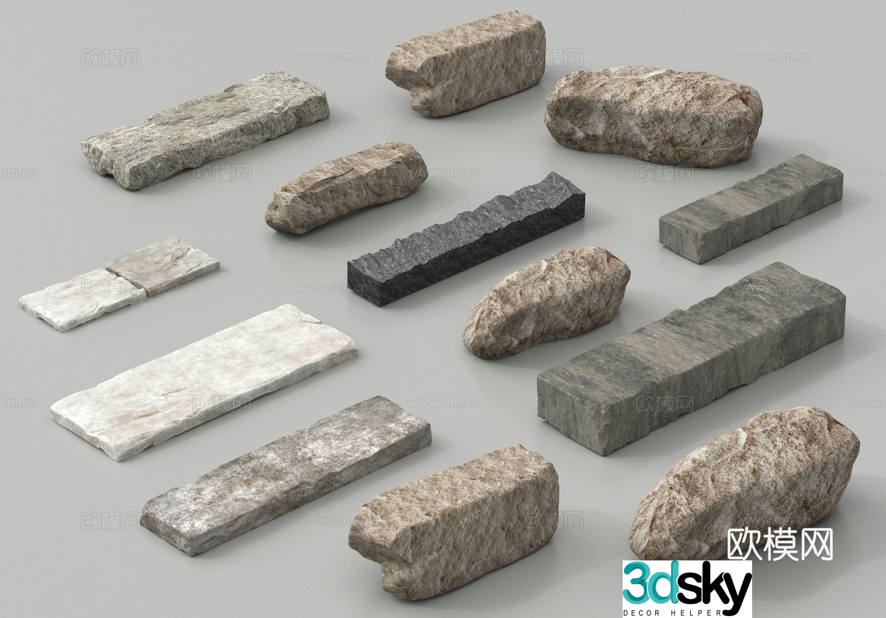 Stone Stone Bluestone Stone Steps Long Stone 3D Model
